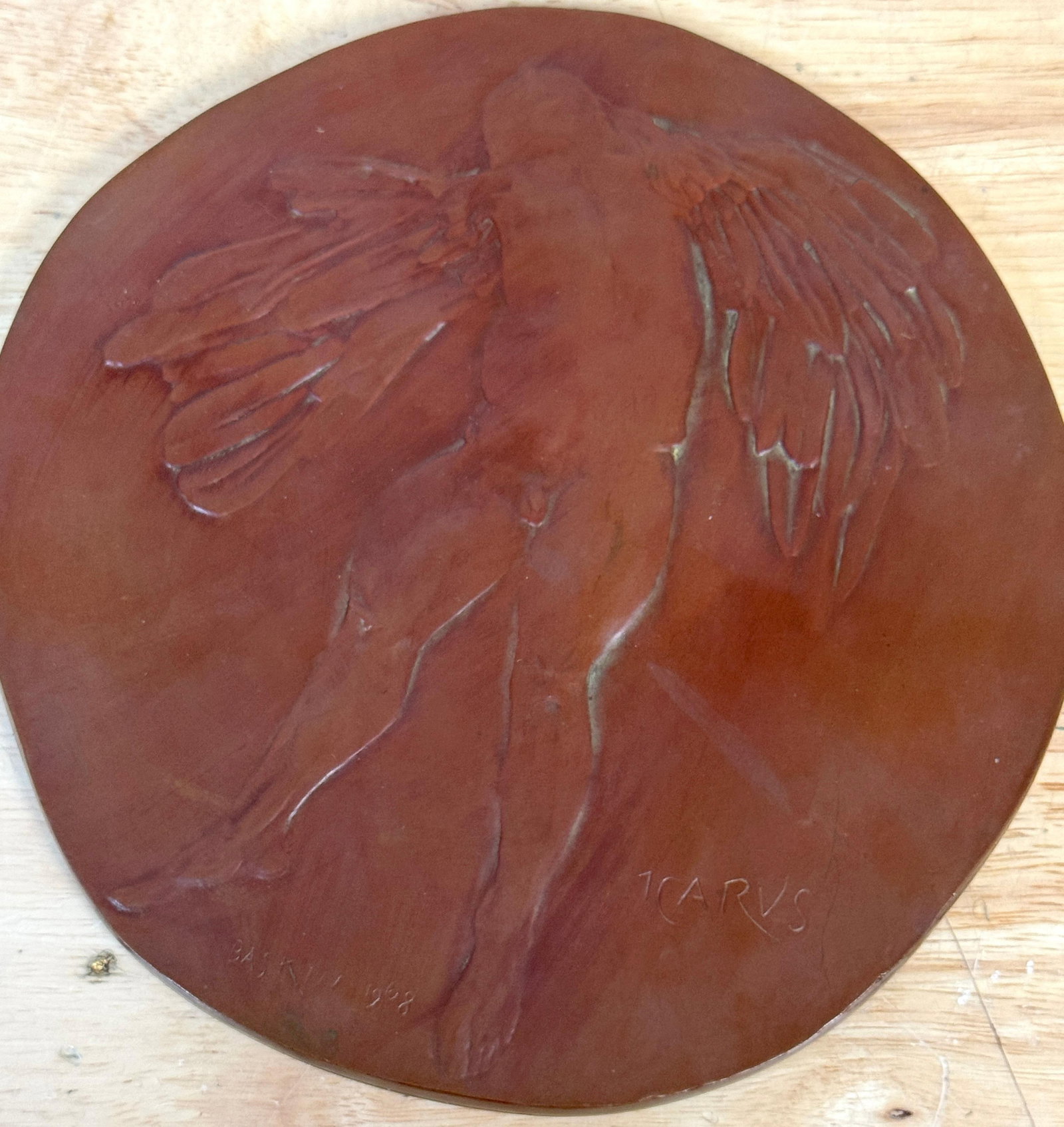 Leonard Baskin, Icarus, Numbered 3/250, Cast Bronze Wall Plaque, 1969 - 9