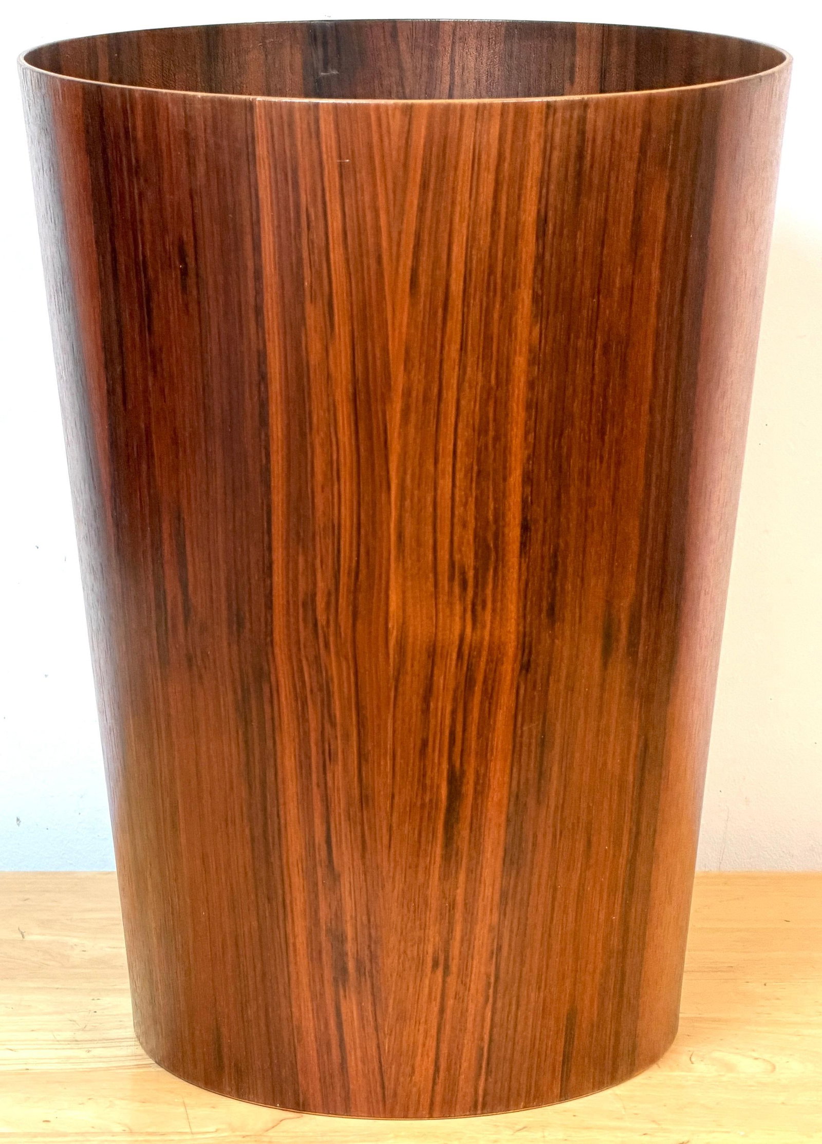 Oversized Swedish Modern Figured Rosewood Wastebasket Sweden, circa 1960s - 16