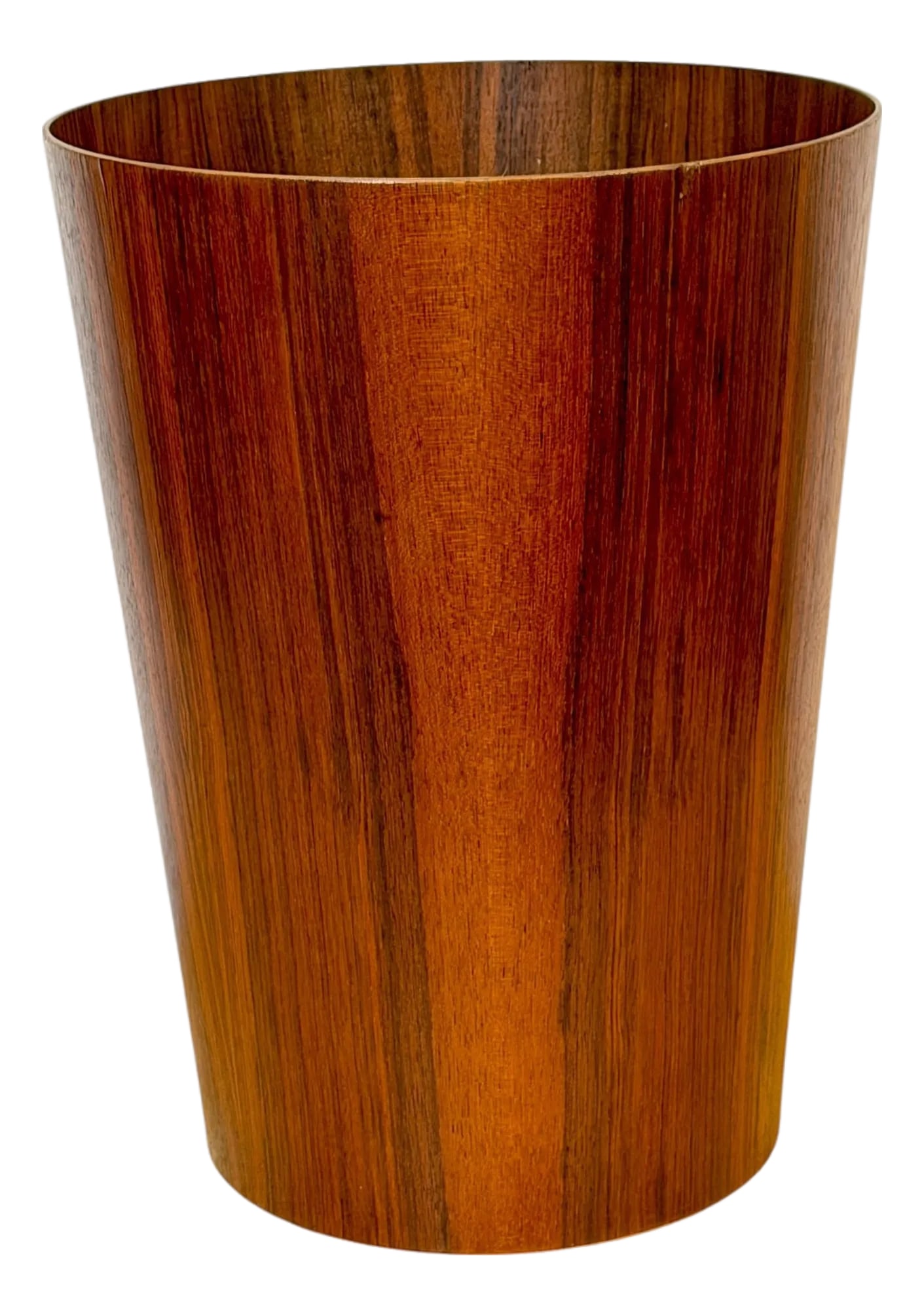 Oversized Swedish Modern Figured Rosewood Wastebasket Sweden, circa 1960s (1 of 16)