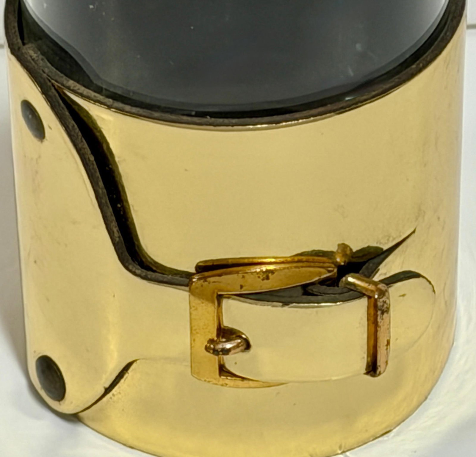 Late 20th Century 6 Italian Gold-Plated Leather Horsebit Old Fashioned Glasses, Style of Gucci - 10