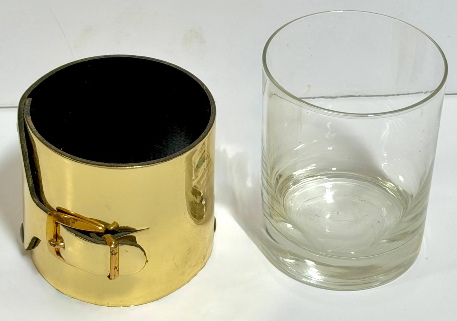 Late 20th Century 6 Italian Gold-Plated Leather Horsebit Old Fashioned Glasses, Style of Gucci - 8