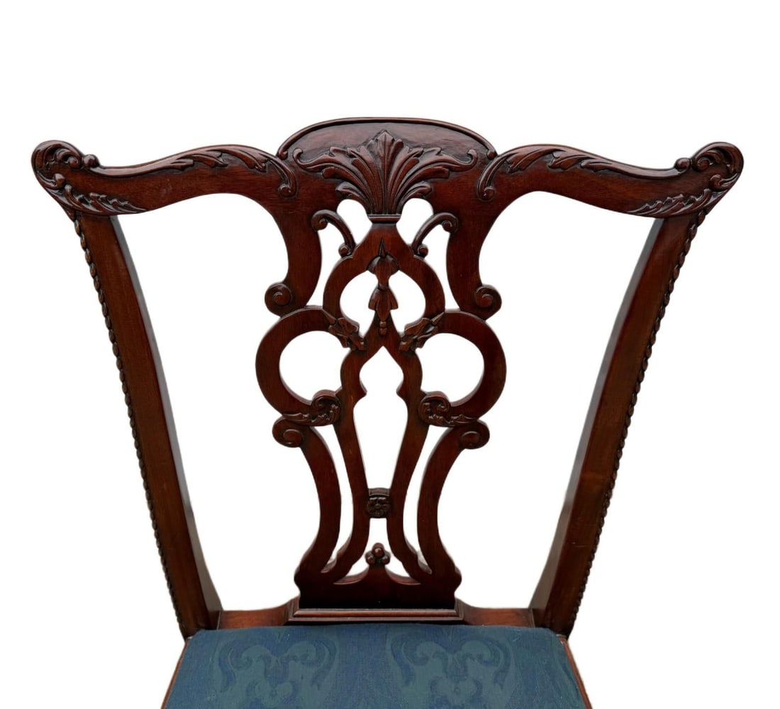 Set of 6 Vintage Maitland Smith Mahogany Chinese Chippendale Dining Chairs - 4