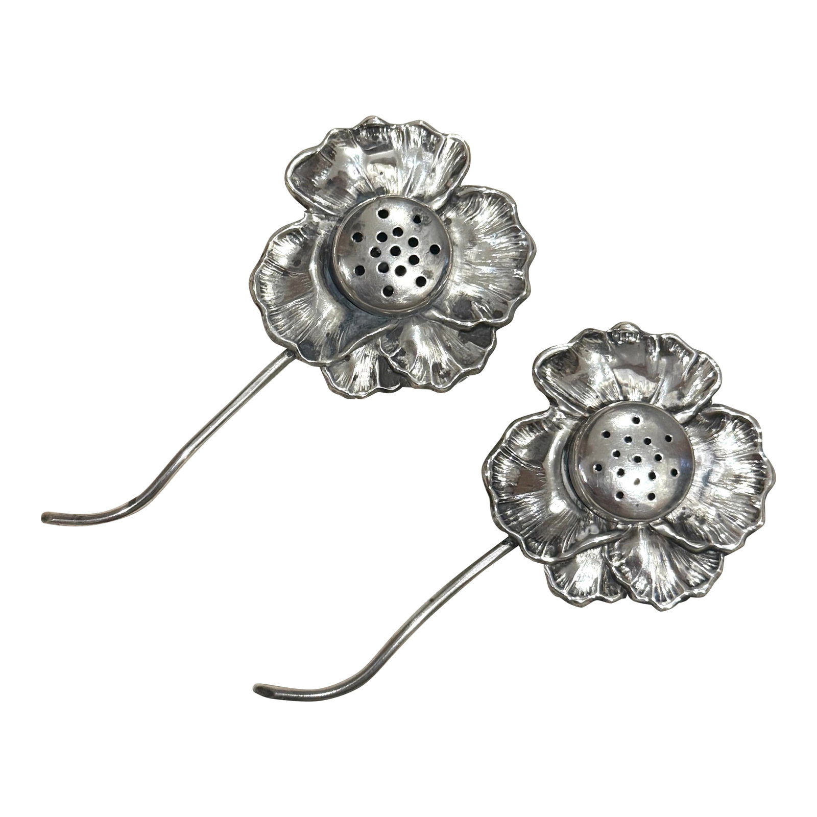 Mid 20th Century Sterling Flower Salt & Pepper Shakers