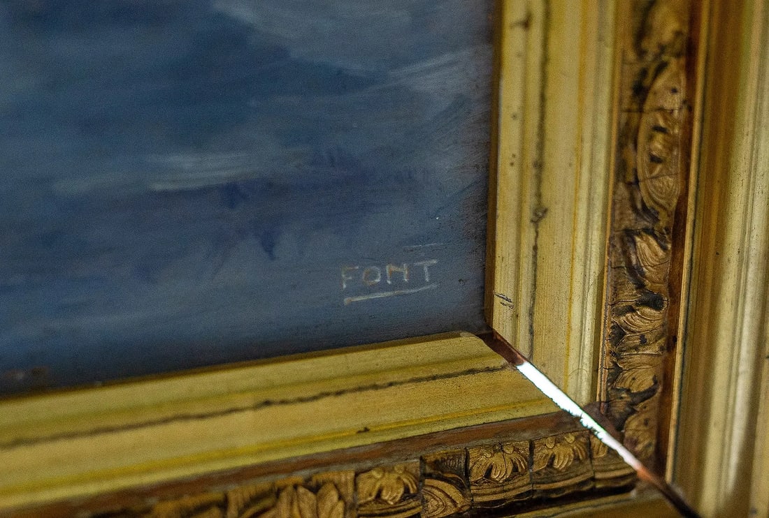Mid 20th Century Signed Font - Boulevard in the Rain, Oil on Canvas - 4