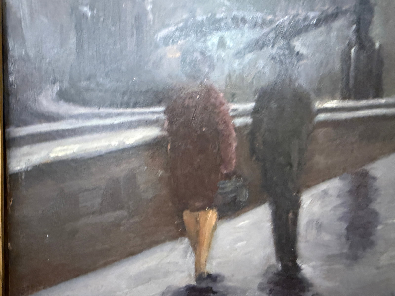 Mid 20th Century Signed Font - Boulevard in the Rain, Oil on Canvas - 6