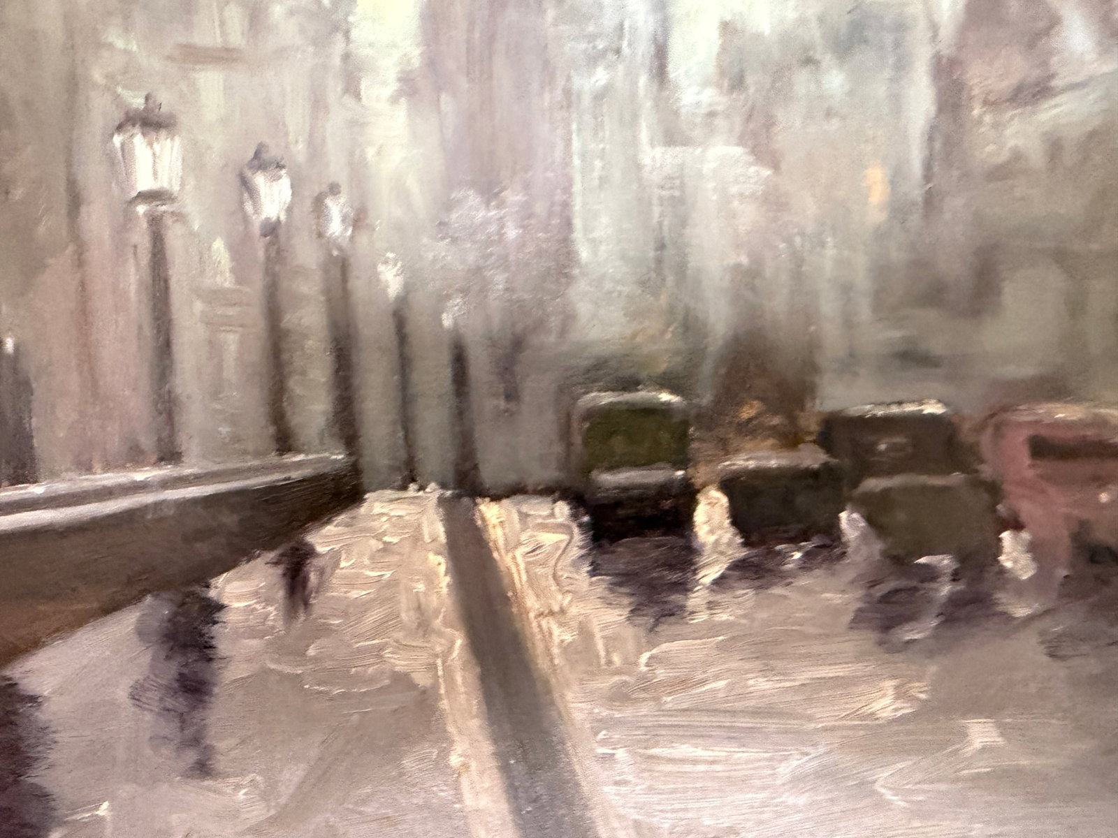 Mid 20th Century Signed Font - Boulevard in the Rain, Oil on Canvas - 9