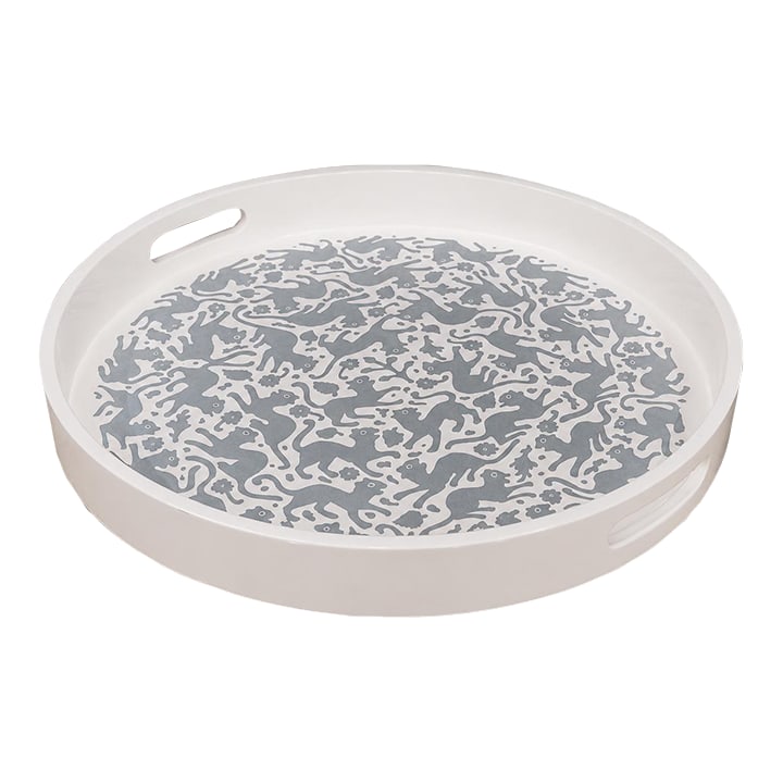 Large "Ocelote" Tray, Wood, Ensamble Artesano, 2024: Executed in the historic maque lacquer tradition of OlinalÃ¡, Guerrero, Mexico, this circular tray reflects a lineage of Mexican decorative arts distinguished by discipline, patience, and