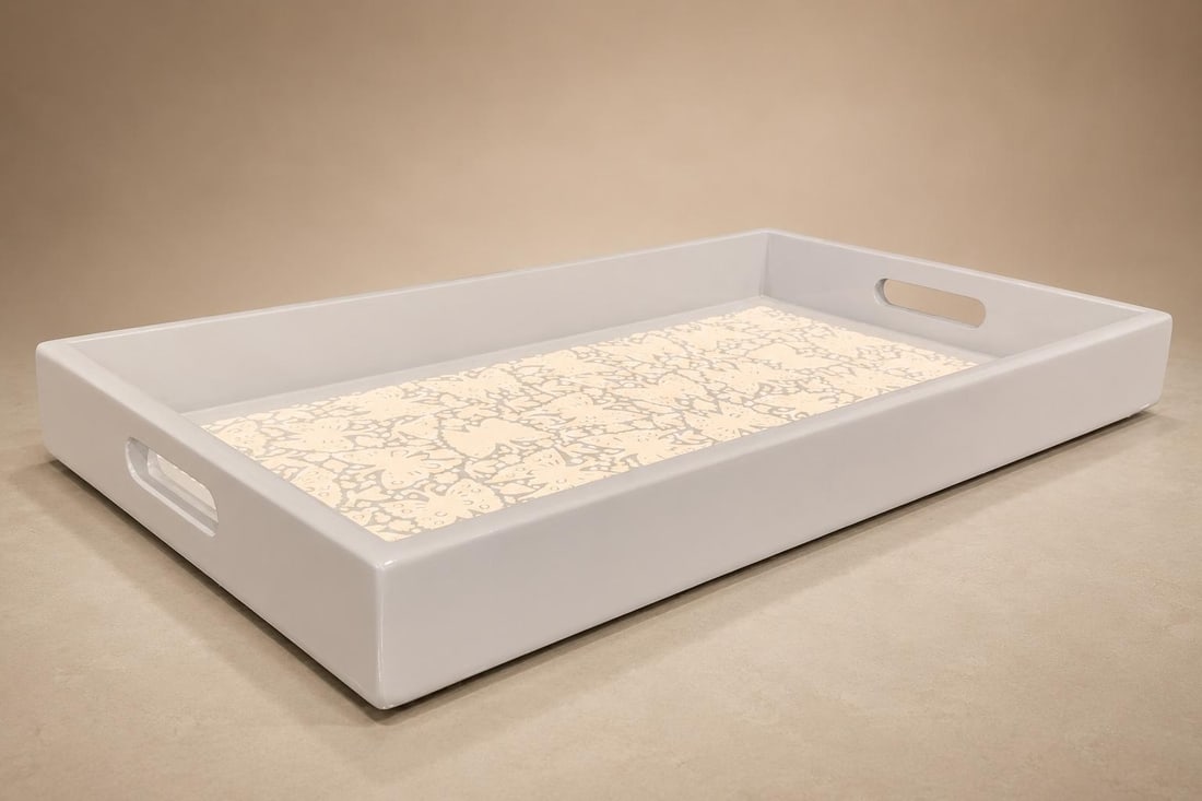 Large "Butterflies" Decorative Tray, Lacquered Wood, Ensamble Artesano, 2024 - 7