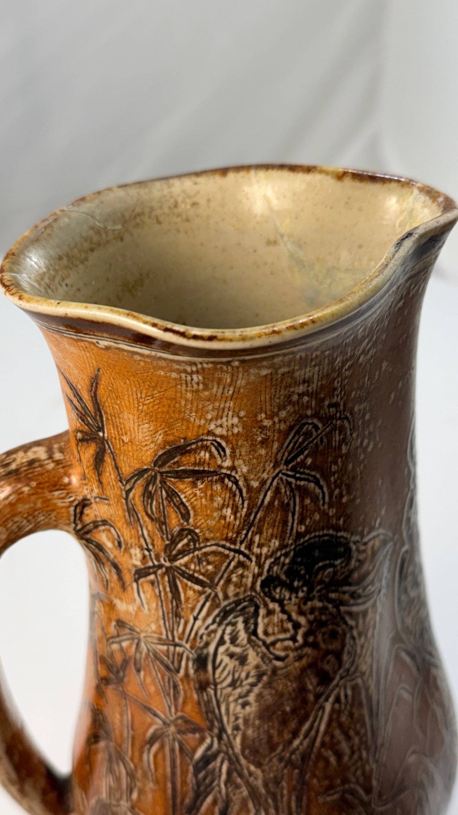 Rare 1893 Martin Brothers London & Southall Pottery Pitcher Wally Birds - 11