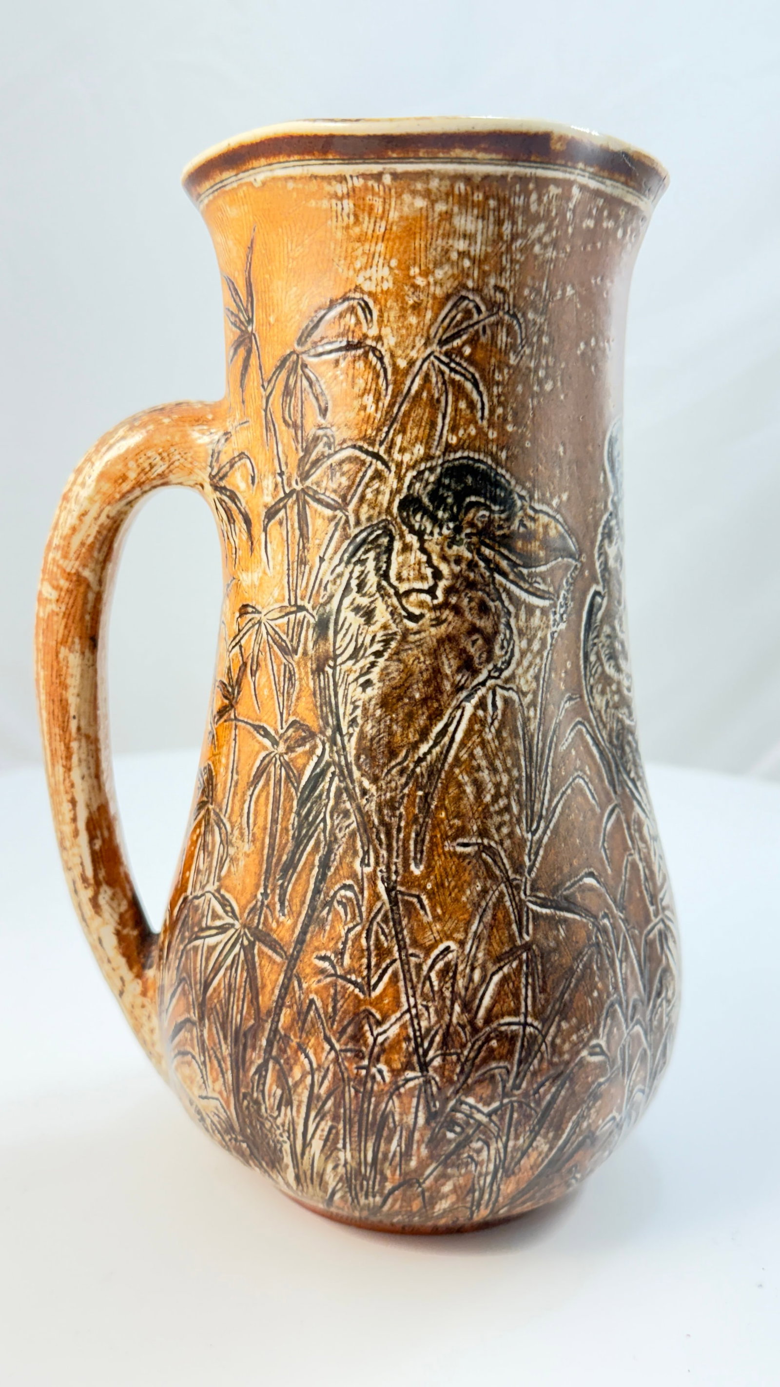 Rare 1893 Martin Brothers London & Southall Pottery Pitcher Wally Birds - 12