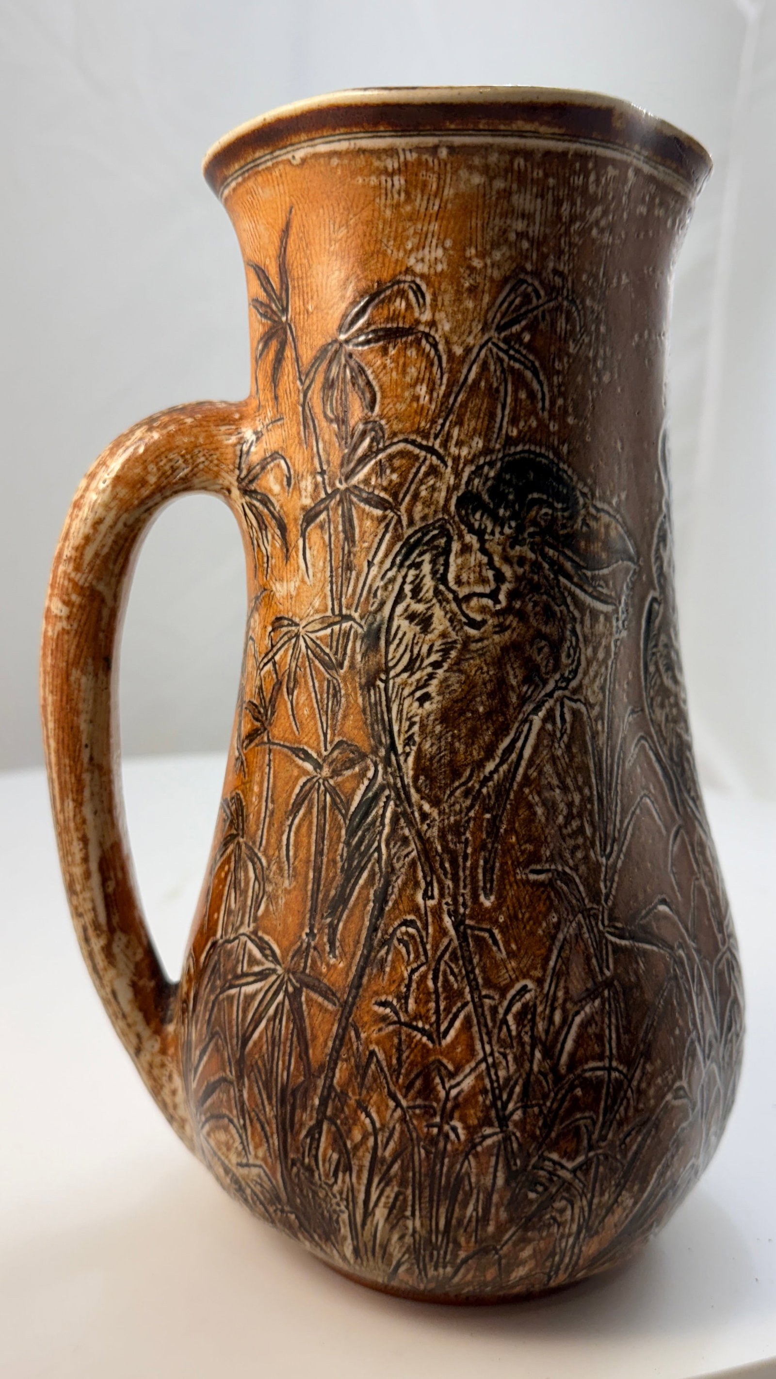 Rare 1893 Martin Brothers London & Southall Pottery Pitcher Wally Birds - 9