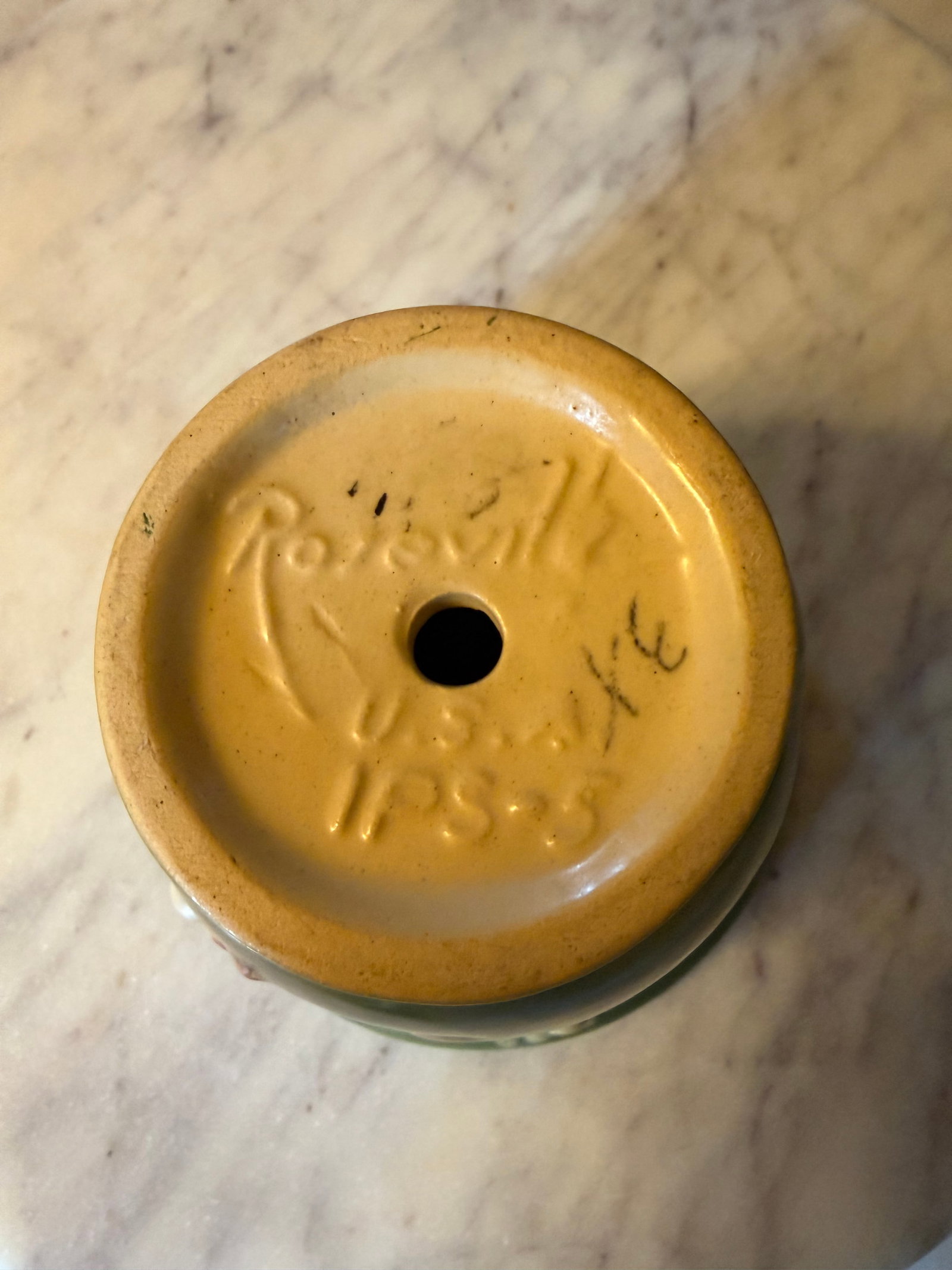 Roseville Snowberry Green 1947 Vintage Art Pottery Flower Pot Planter 1ps-5 - 8