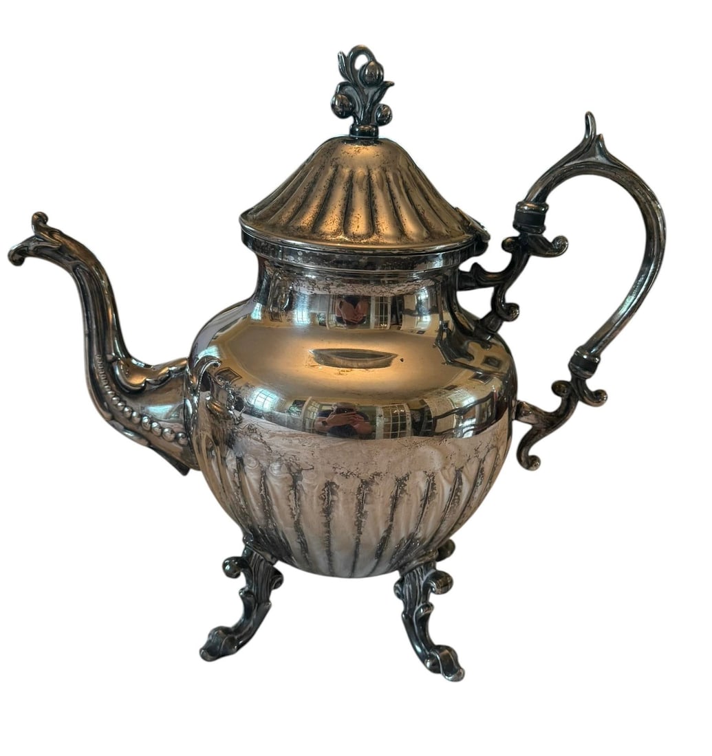 Mid 20th Century Birmingham Silver on Copper Coffee Tea Service With Sugar & Creamer - 4 Piece Set - 7