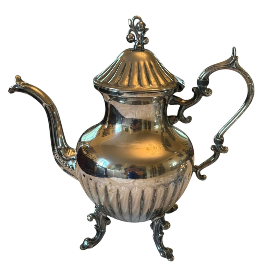 Mid 20th Century Birmingham Silver on Copper Coffee Tea Service With Sugar & Creamer - 4 Piece Set - 8