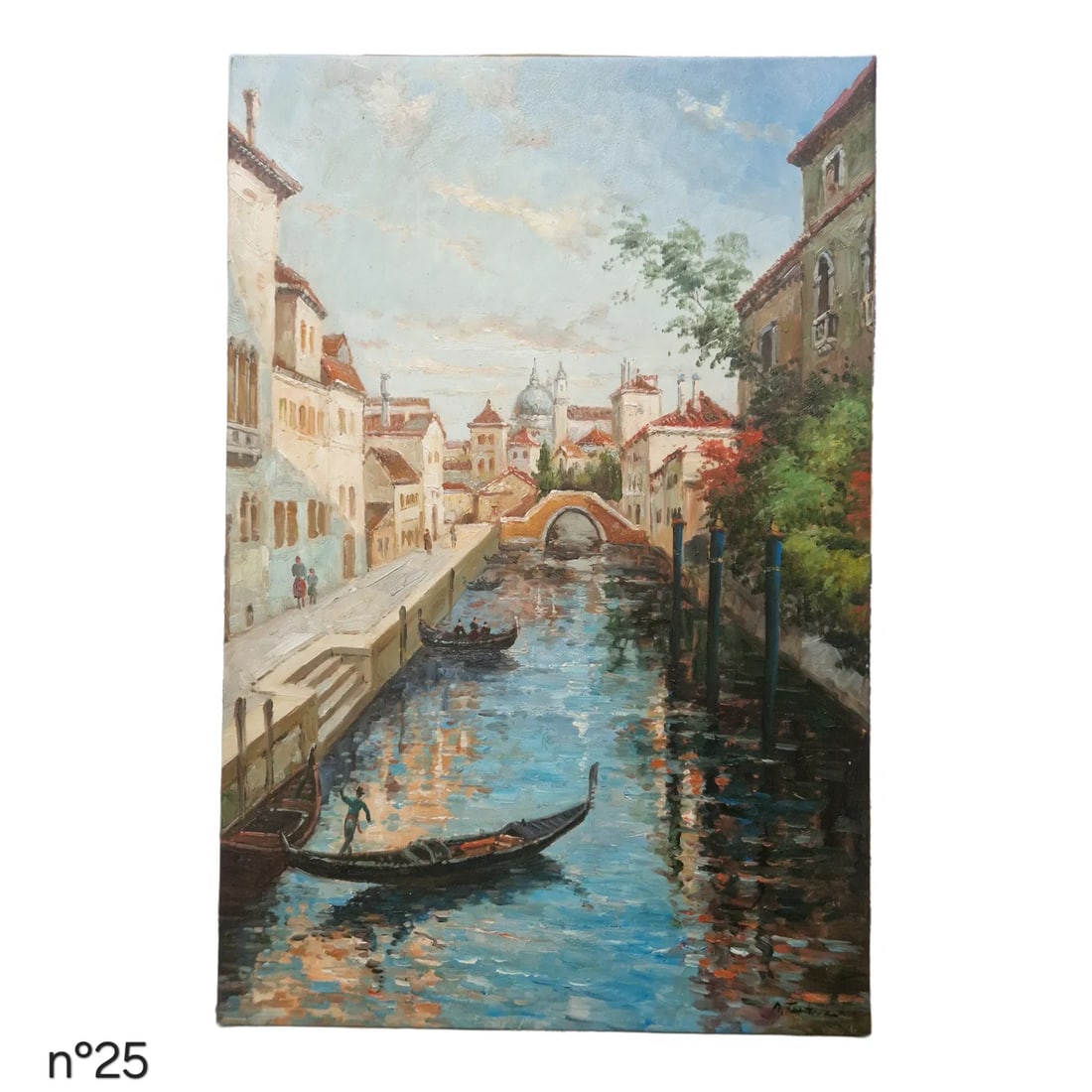 Mid-20th Century Signed M. Torres - Coastal Harbor Scene, Oil on Canvas - 2