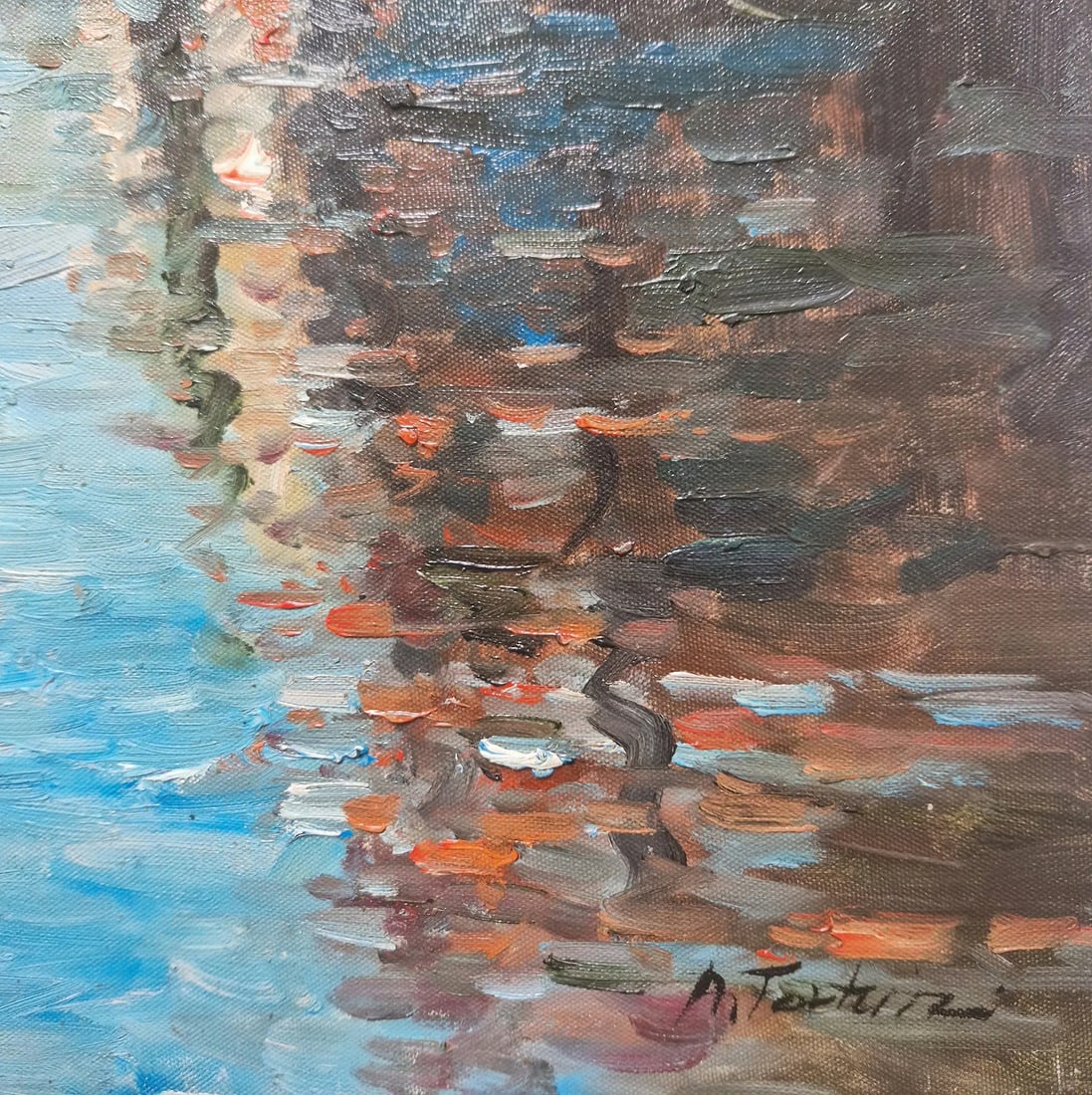 Mid-20th Century Signed M. Torres - Coastal Harbor Scene, Oil on Canvas - 3