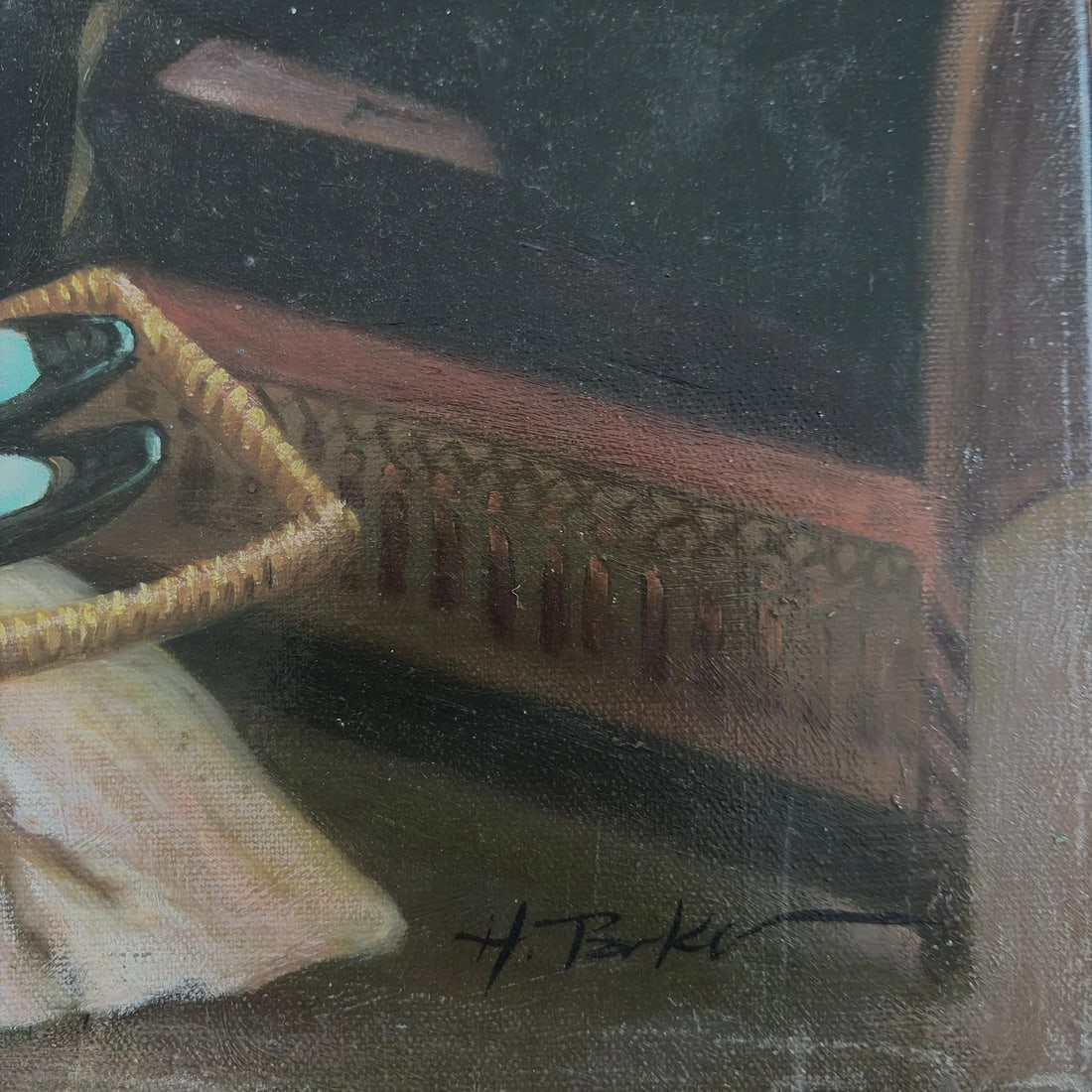 Mid-20th Century Signed H. Becker - Interior Genre Scene With Figures, Oil on Canvas - 4