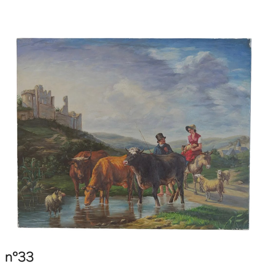 Mid-20th Century Signed B. Parkerson - Pastoral Scene With Cattle, Oil on Canvas - 2