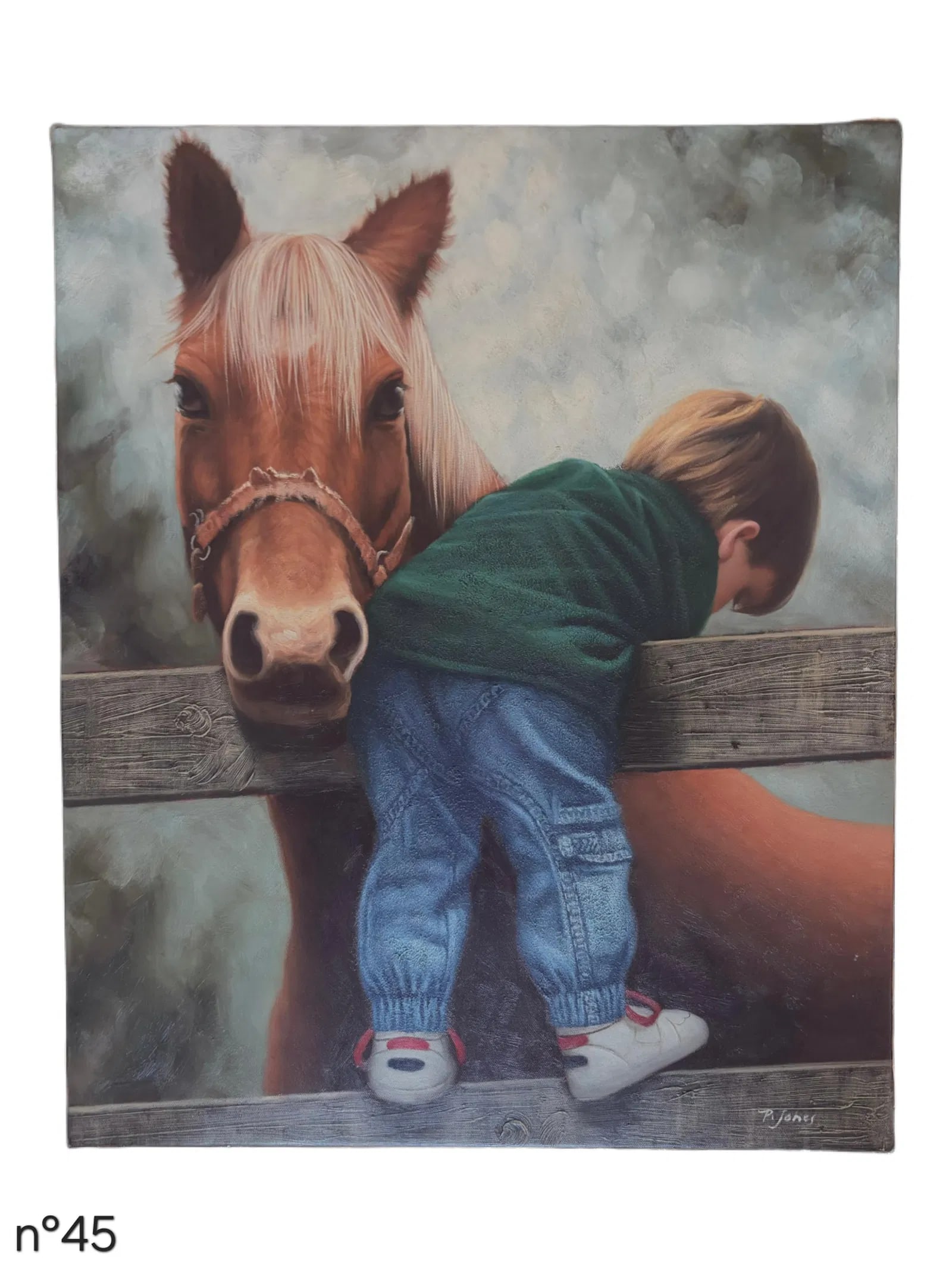 Late 20th Century Signed P. Jones - Child With Pony, Oil on Canvas - 2
