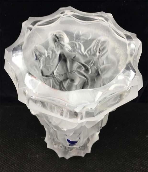 Nude Figures Frosted Glass Art Deco Vase by Ehaiama Zelezny Brod of Bohemia - 3