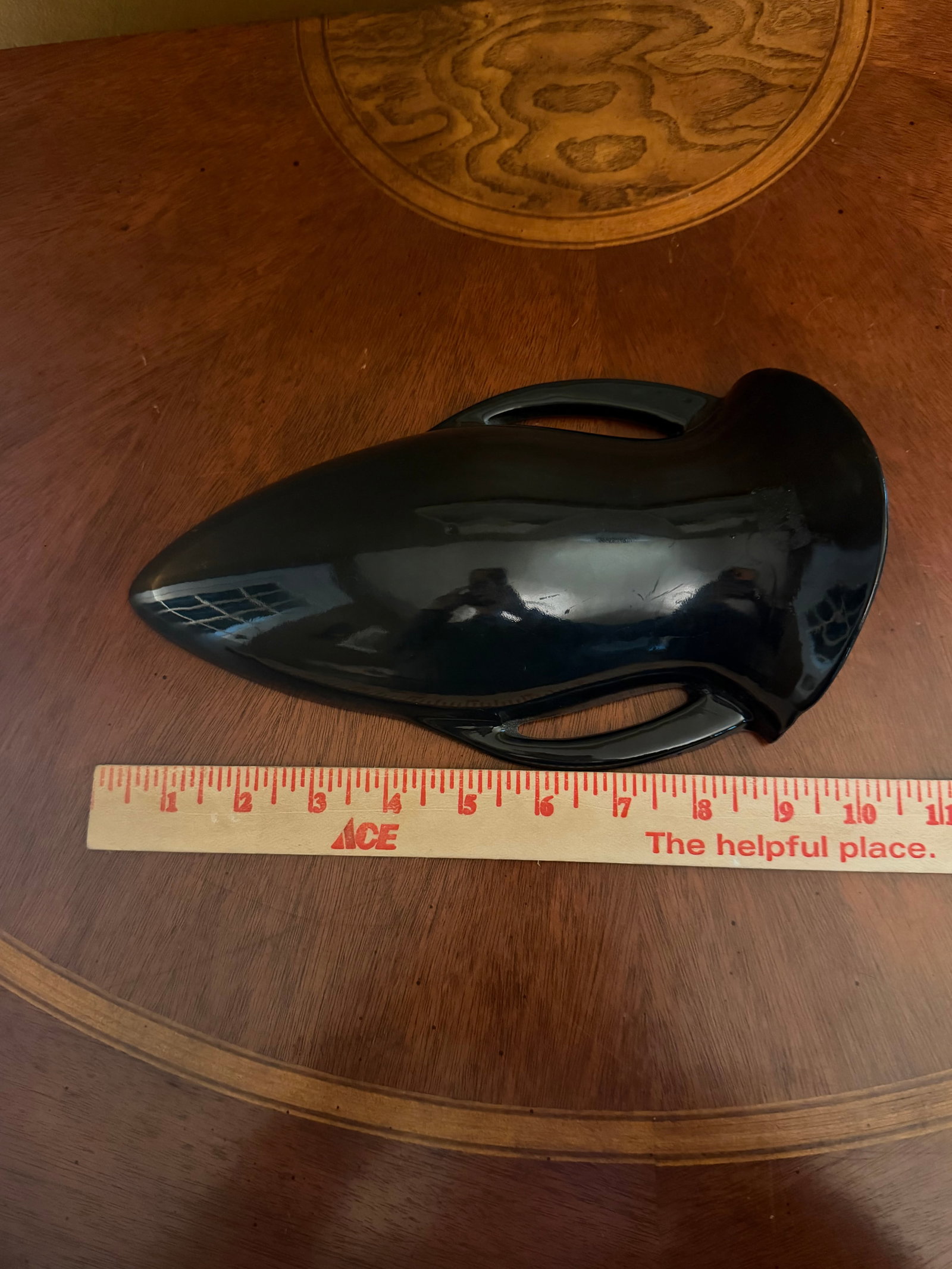 Antique Roseville Rosecraft Colors 1920 Art Pottery Black Wall Pocket 1237-10 - 10