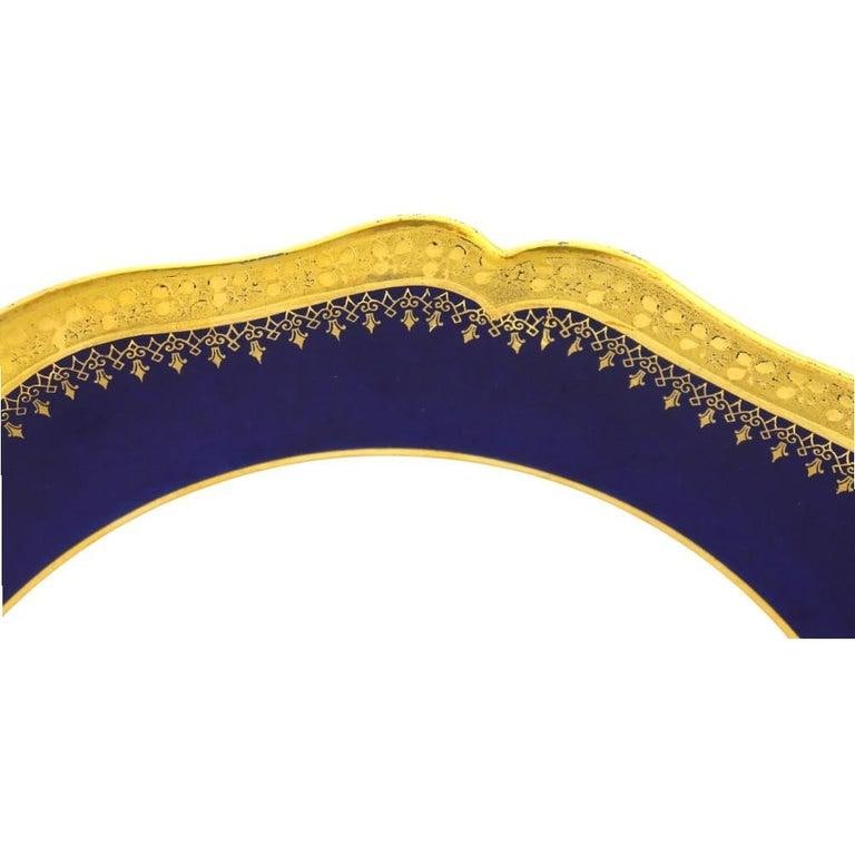 Ten French Limoges Cobalt Blue Porcelain Soup Bowls With Gold Trim C1900 - 4