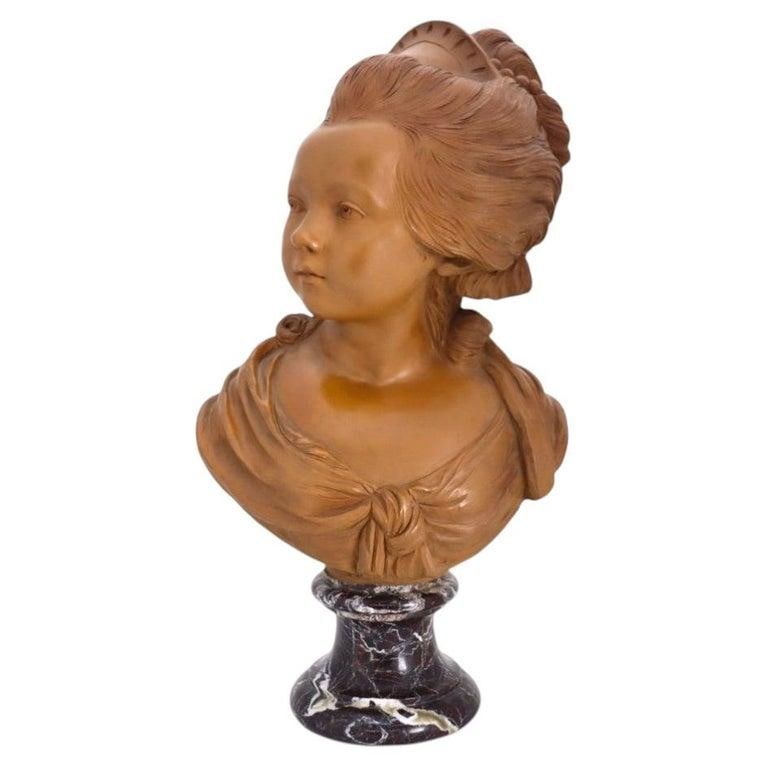 Rare French Classical Terra Cotta Bust of Young Marie Antoinette C1890 - 2