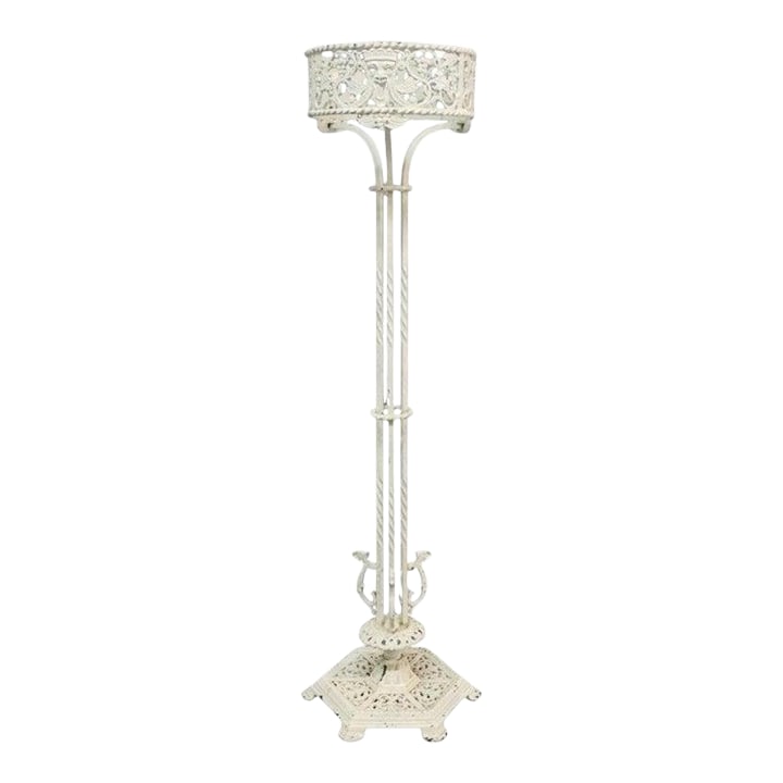 Oscar Bach Painted Bronze Figural Crowned Mask, Grape & Leaf Plant Stand C1920 (1 of 7)