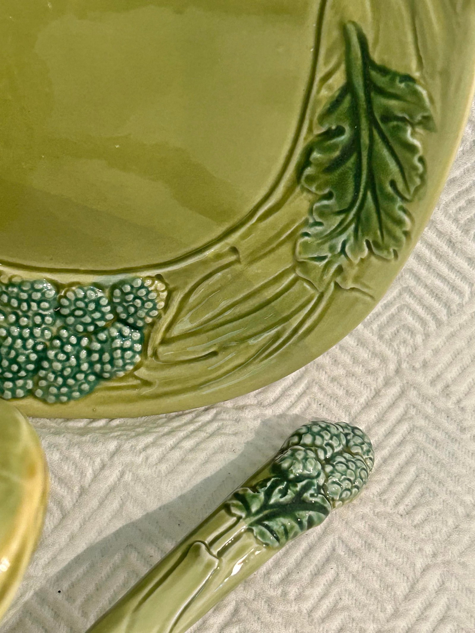 Vintage Portuguese Majolica Broccoli Tureen With Original Ladle & Underplate - 10
