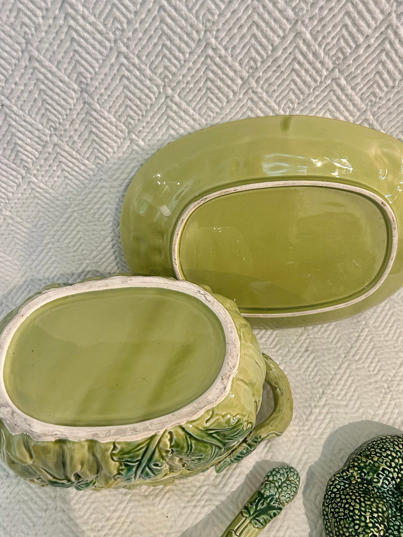 Vintage Portuguese Majolica Broccoli Tureen With Original Ladle & Underplate - 13