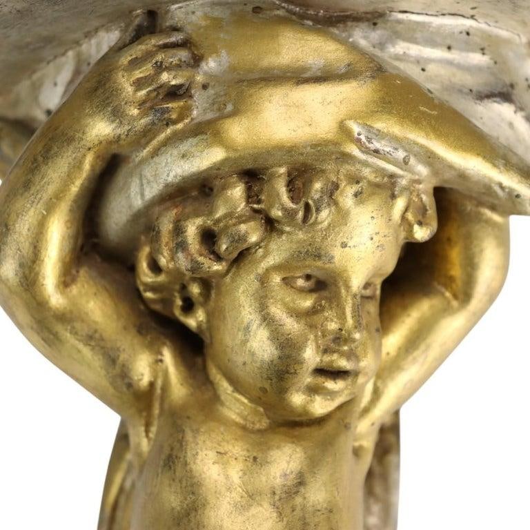 Vintage Niccolini Italia Gilt Wood Cherub Wall Sconce Signed C1950 - 2