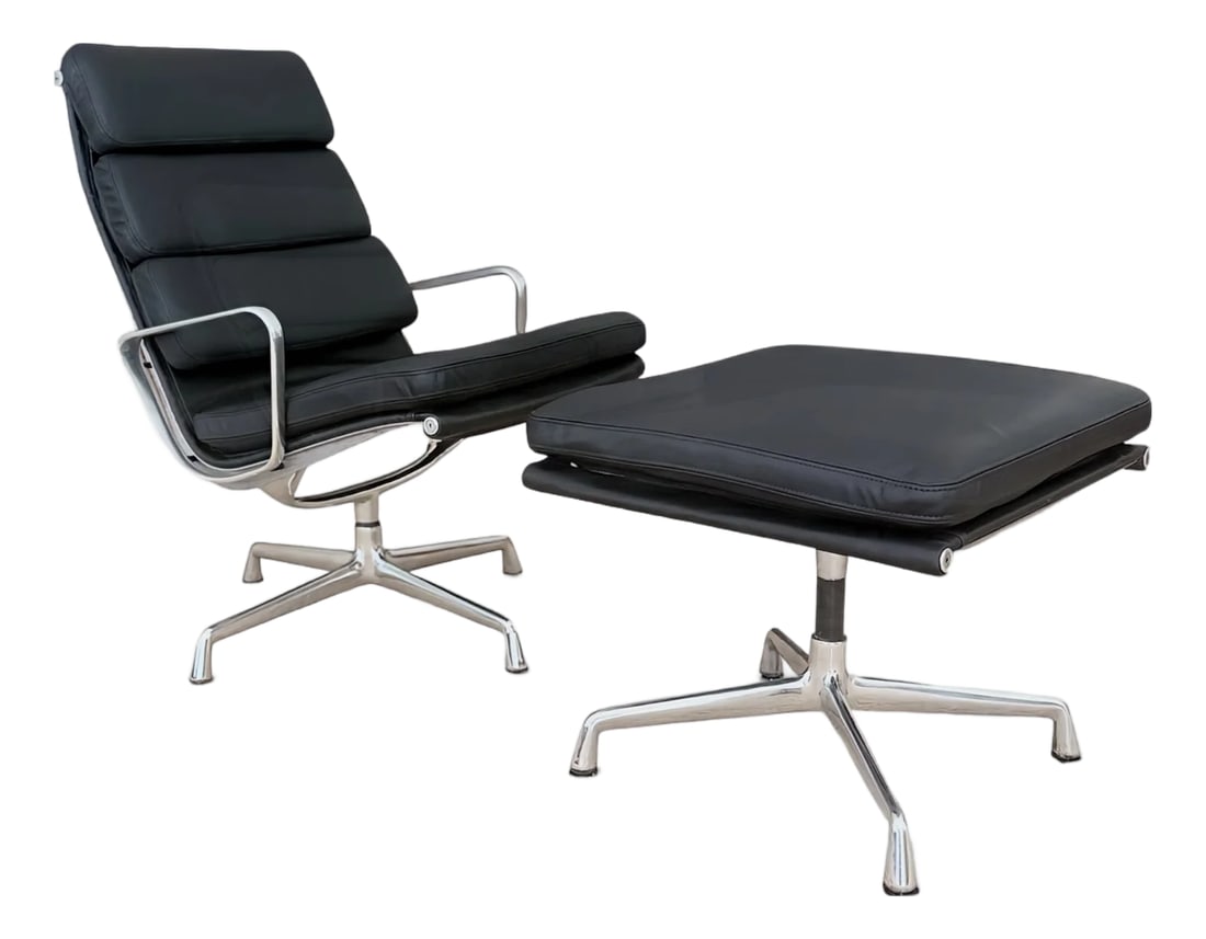 Eames Soft Pad Lounge Chair and Ottoman by Herman Miller - Black Leather (1 of 12)