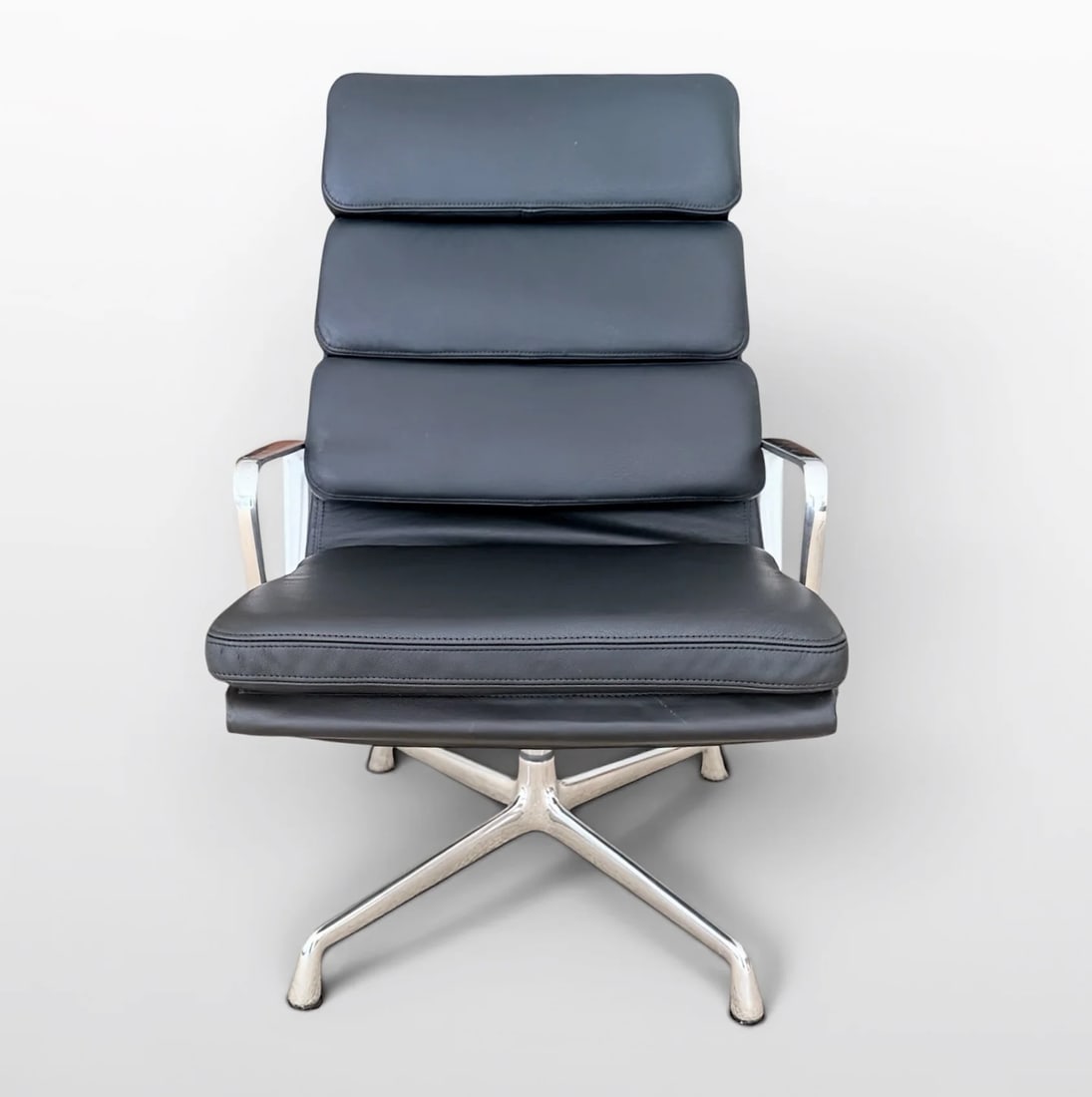Eames Soft Pad Lounge Chair and Ottoman by Herman Miller - Black Leather - 3