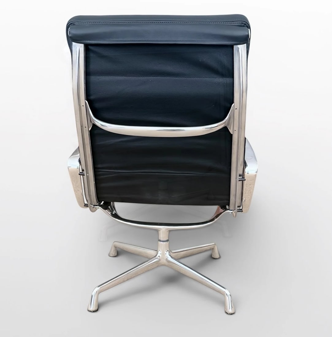 Eames Soft Pad Lounge Chair and Ottoman by Herman Miller - Black Leather - 5