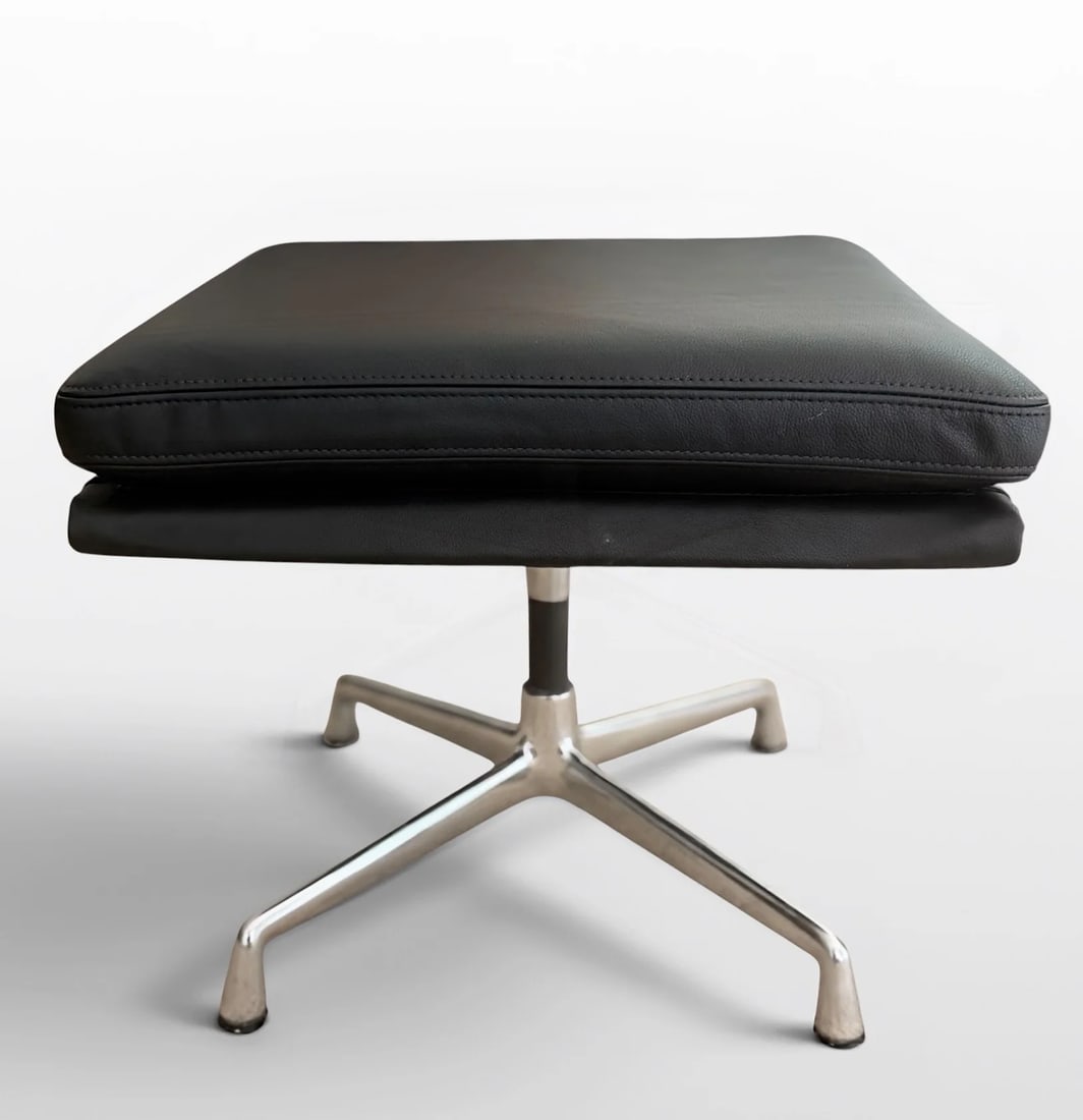 Eames Soft Pad Lounge Chair and Ottoman by Herman Miller - Black Leather - 8
