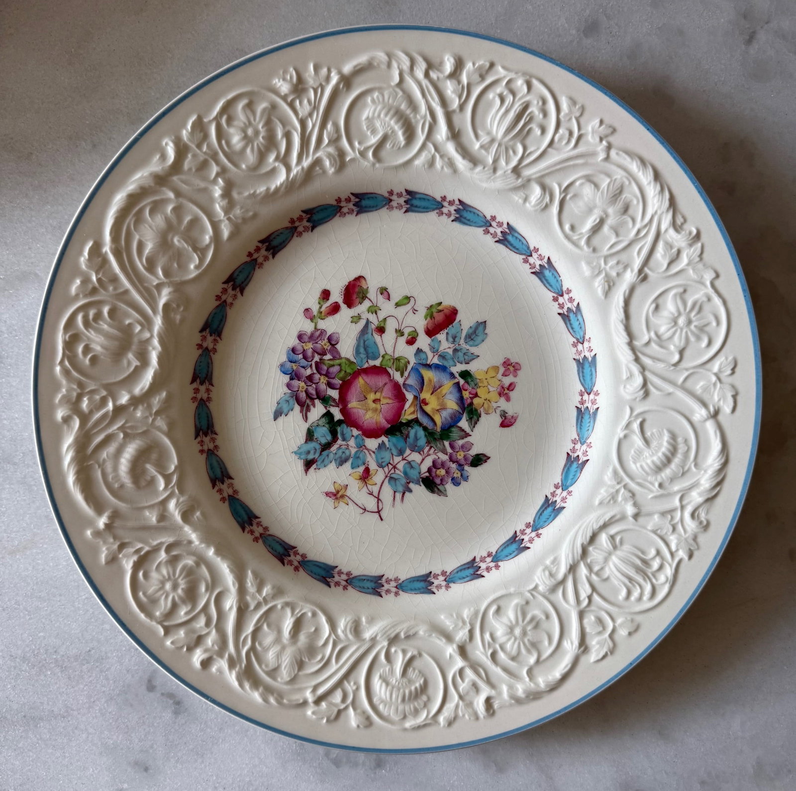 Set of 9 Wedgwood Dinner Plates in the Morning Glory Pattern - 2