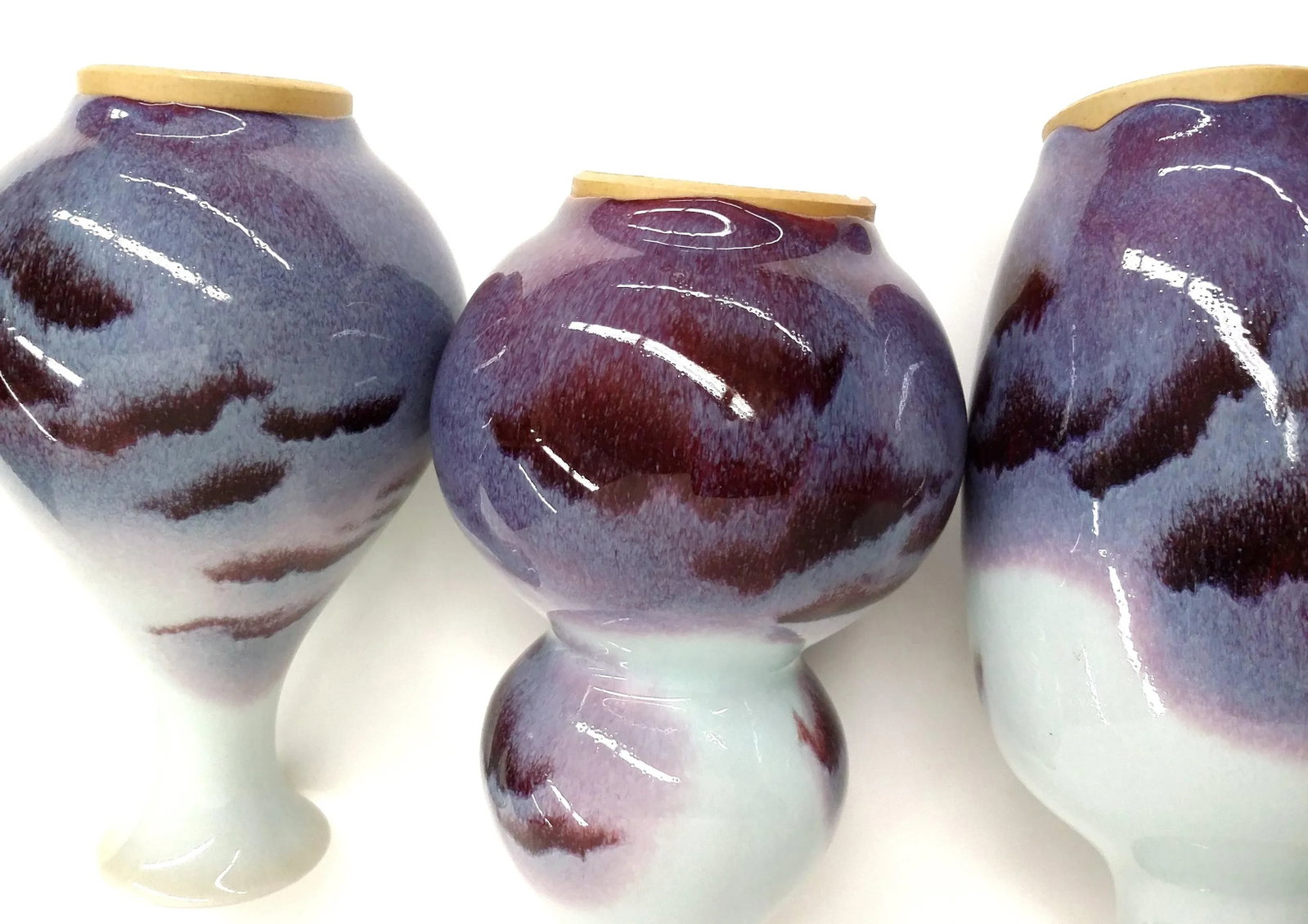 Chinese Jun Style Porcelain Vases - Set of 3 - 6