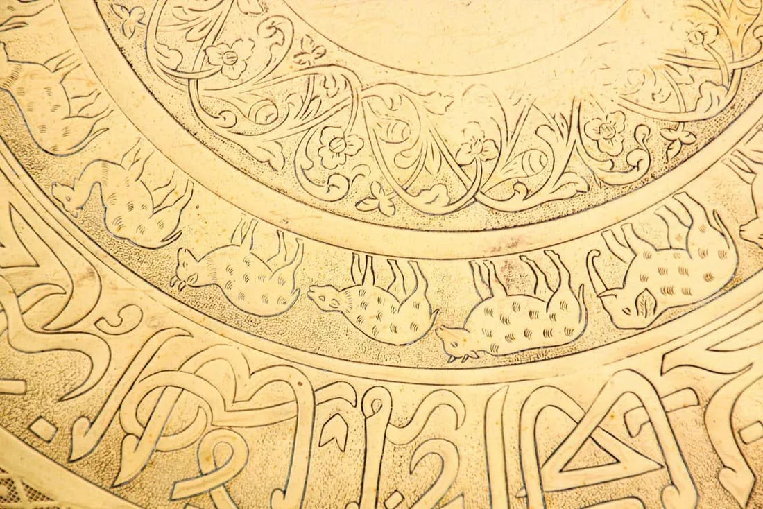 Moorish Mughal Indian Handcrafted Hammered Brass Decorative Tray - 4