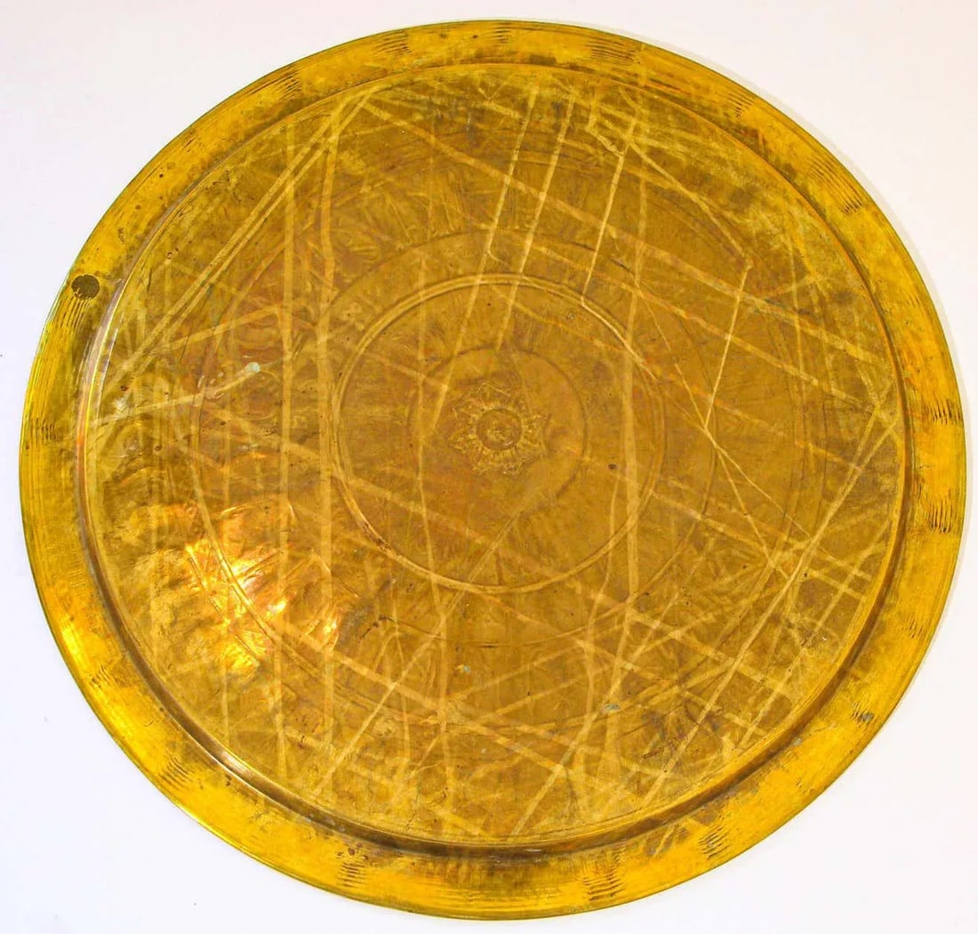 Moorish Mughal Indian Handcrafted Hammered Brass Decorative Tray - 8