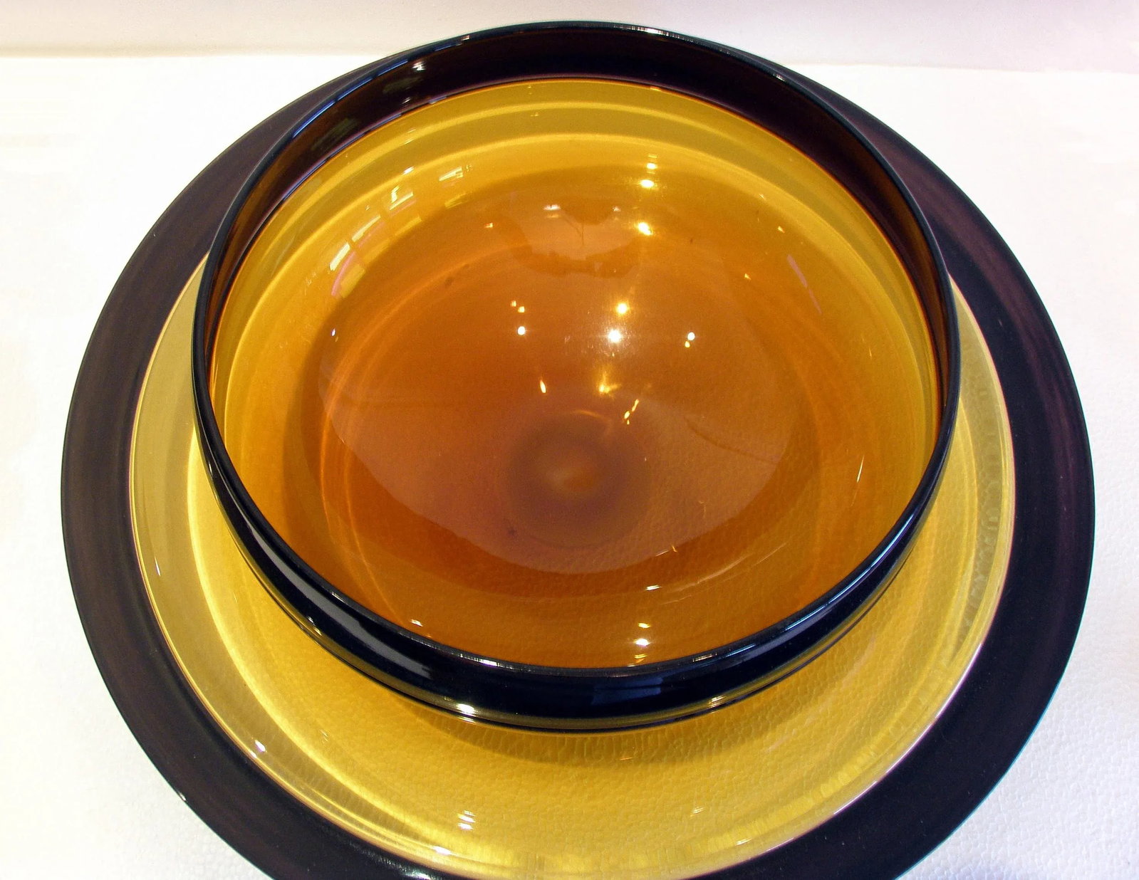 1980s Correia Handblown Glass Bowl & Platter Set- 2 Pieces - 2
