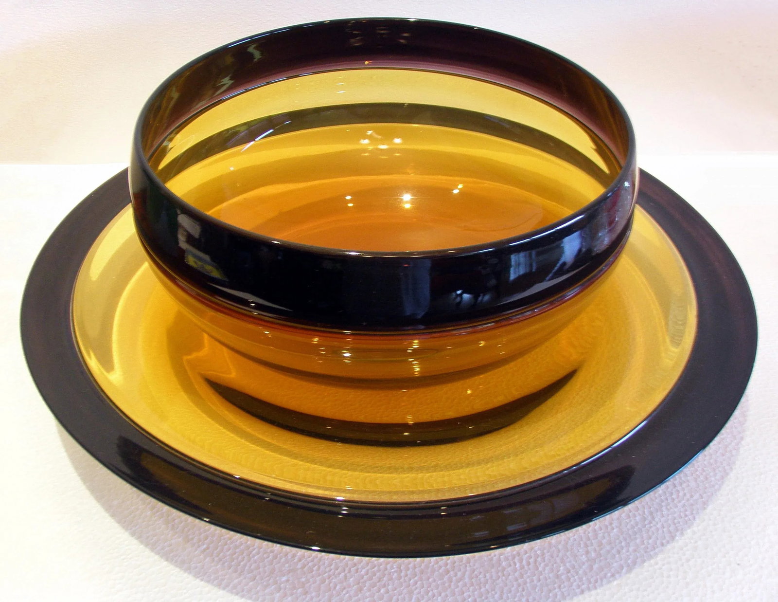 1980s Correia Handblown Glass Bowl & Platter Set- 2 Pieces - 3