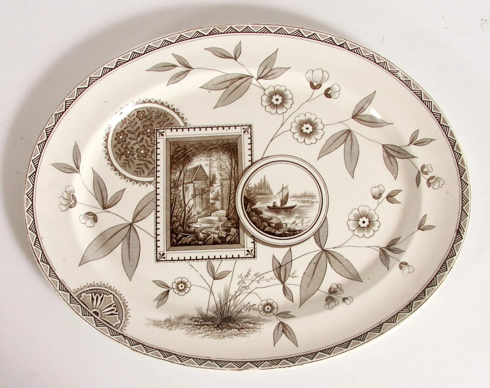 Antique 19th C. Victorian Aesthetic Serving Platter by James Beech in Perak Pattern - 10