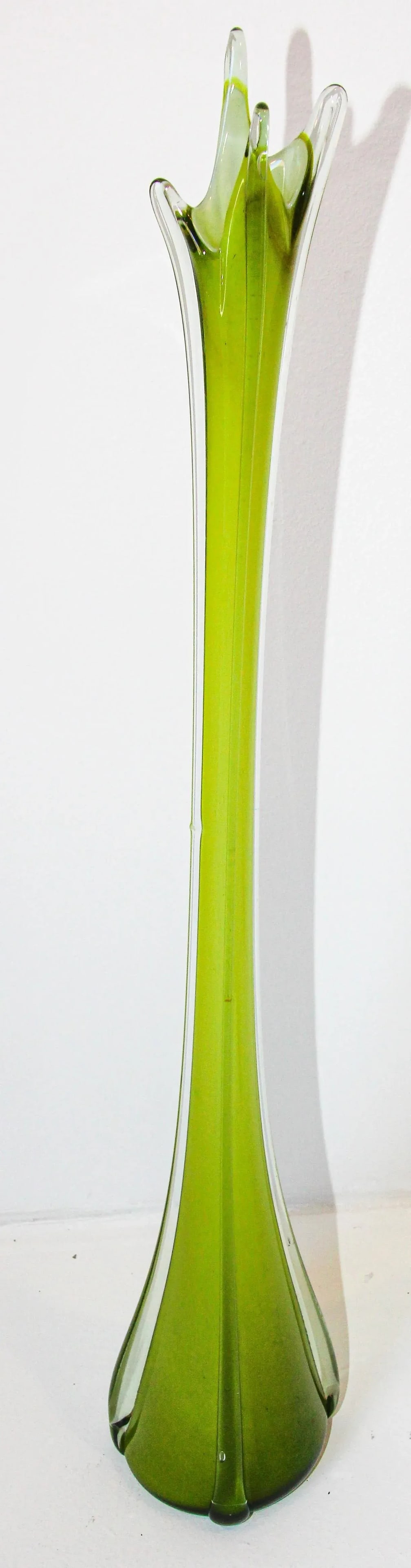 Italian Murano Handblown Art Glass Vase Sculpture Long Neck - 2