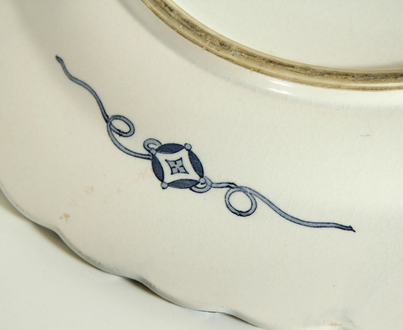 Antique 19th Century Japanese Meiji Blue & White Pottery 16" Serving Platter - 10