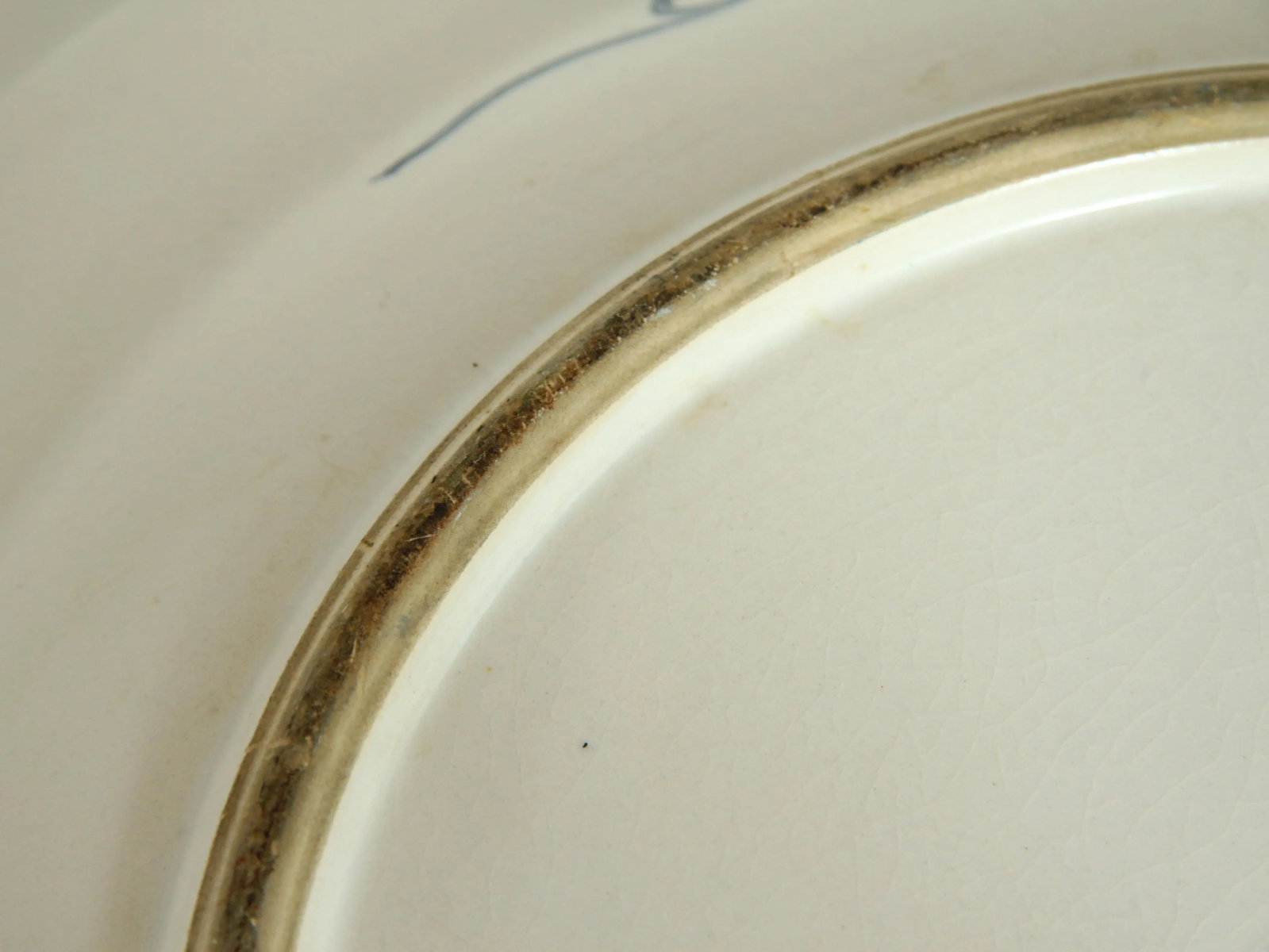 Antique 19th Century Japanese Meiji Blue & White Pottery 16" Serving Platter - 9