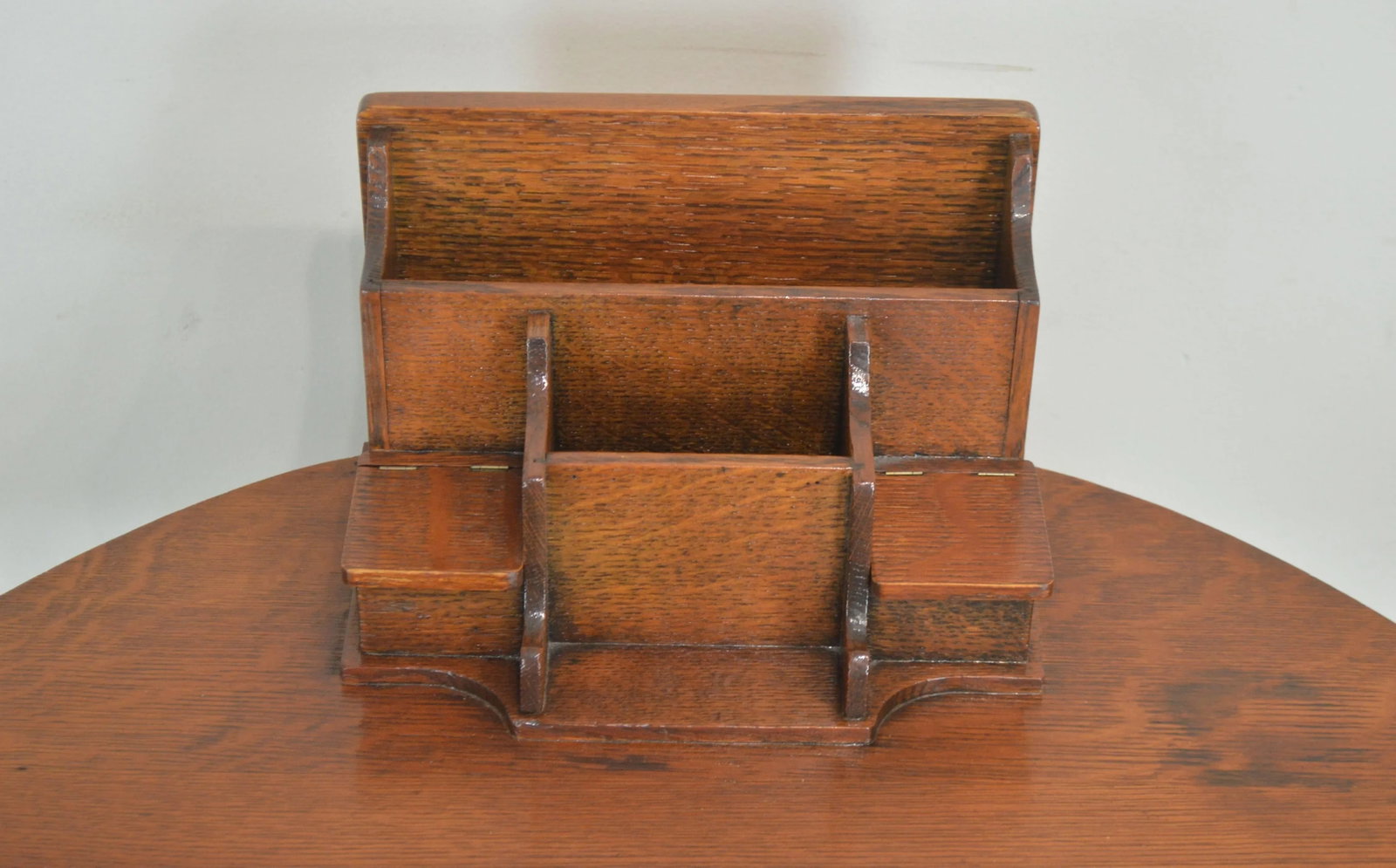 Antique Mission Oak Arts and Crafts Half Round Desk - 11