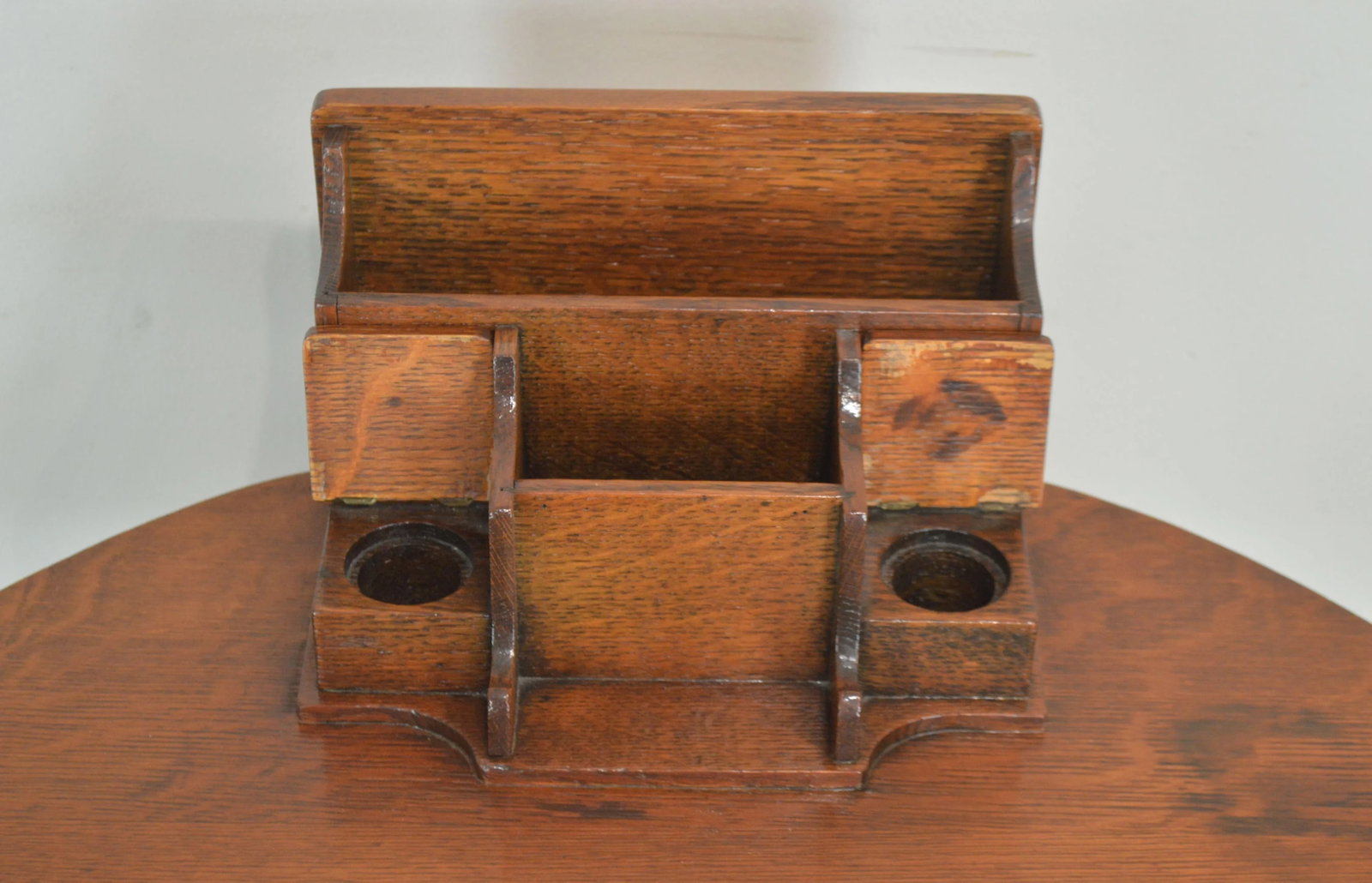 Antique Mission Oak Arts and Crafts Half Round Desk - 12