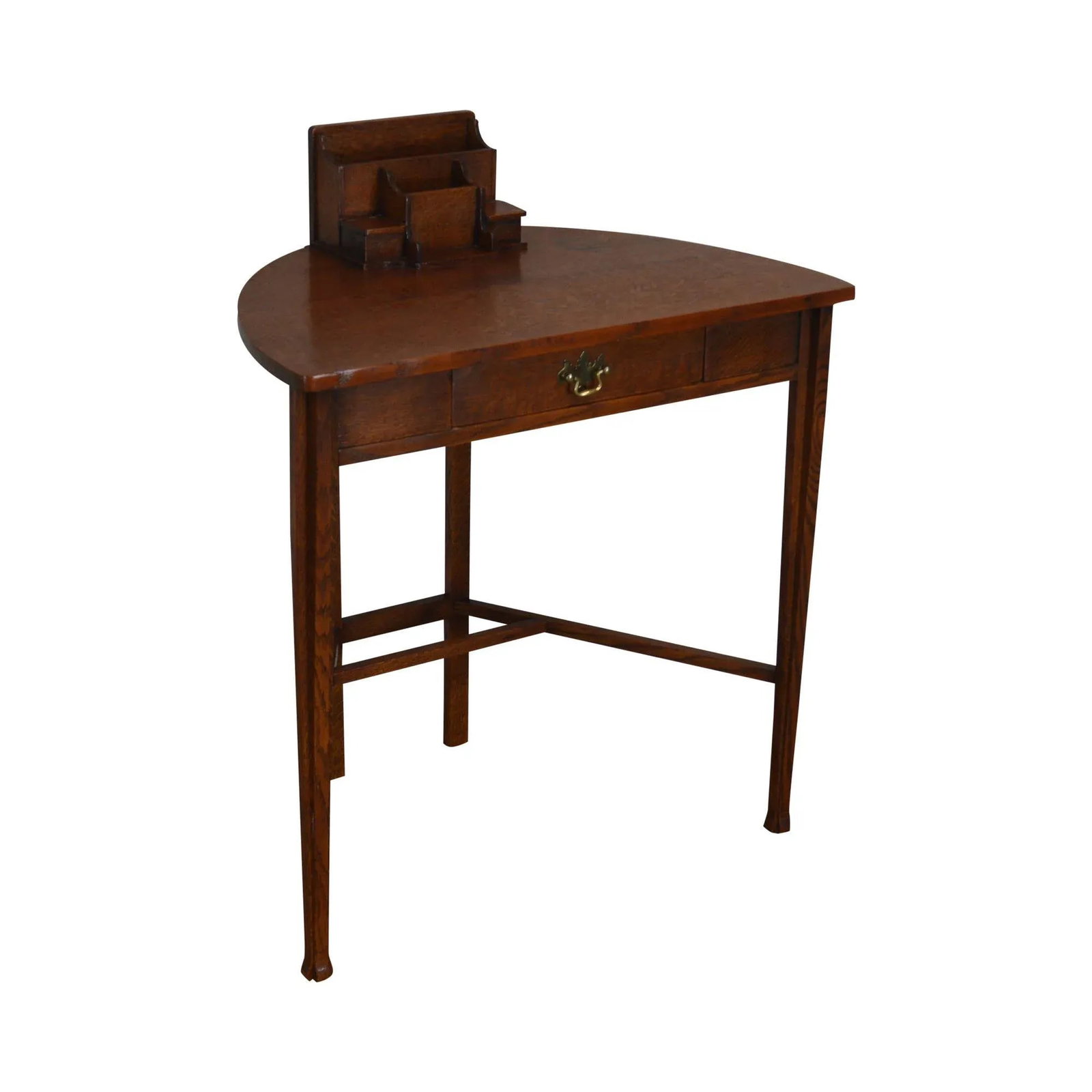 Antique Mission Oak Arts and Crafts Half Round Desk - 13