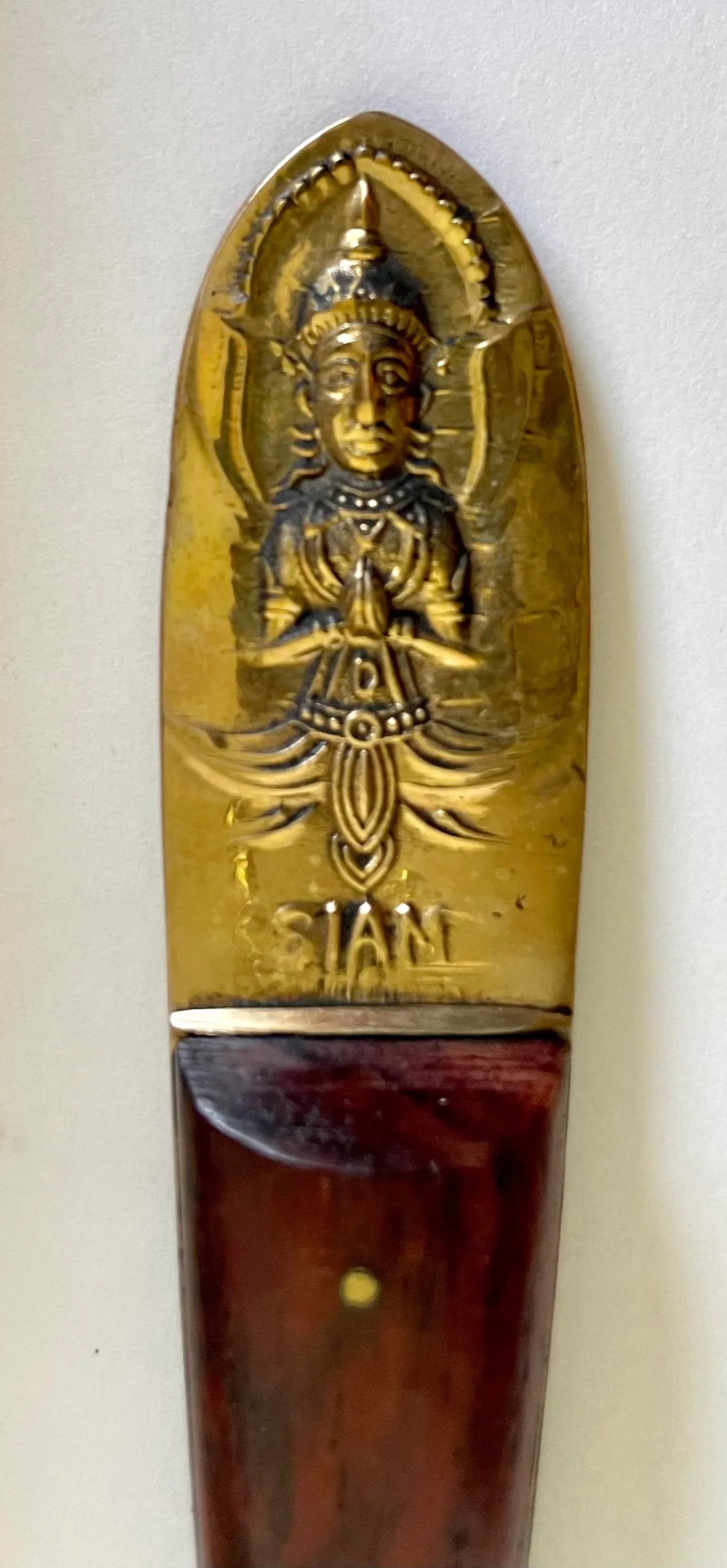 Vintage Siam Thai Brass and Rosewood Complete Flatware Set for 12 - 8