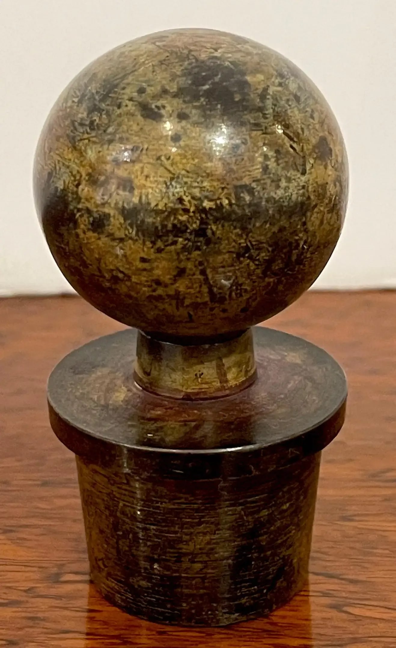 Mid 20th Century French Modern 'X&o' Cut Glass & Patinated Bronze Decanter, Smaller - 5